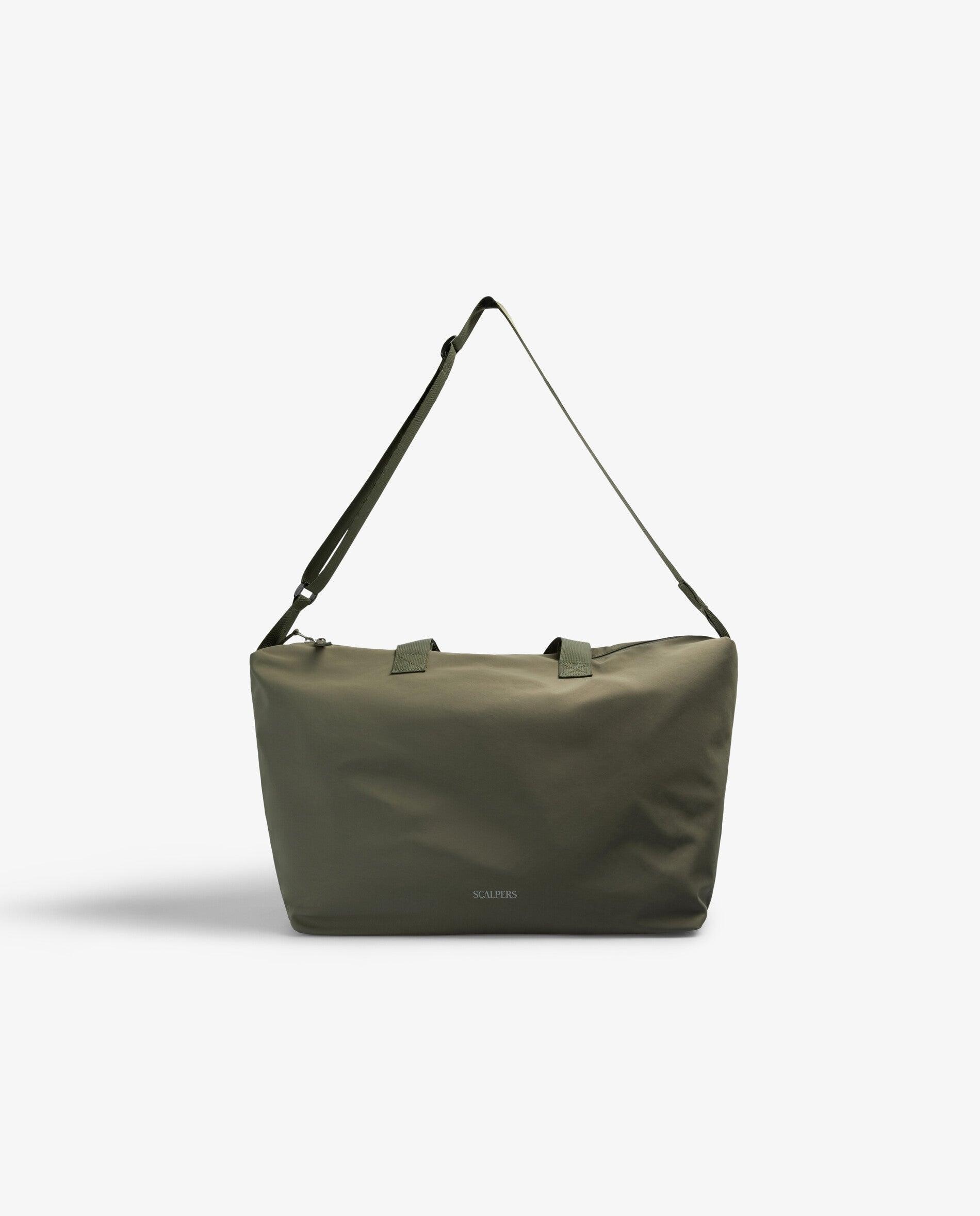 Mala com Fecho Zip e Alça a Tiracolo Ajustável Caqui-3