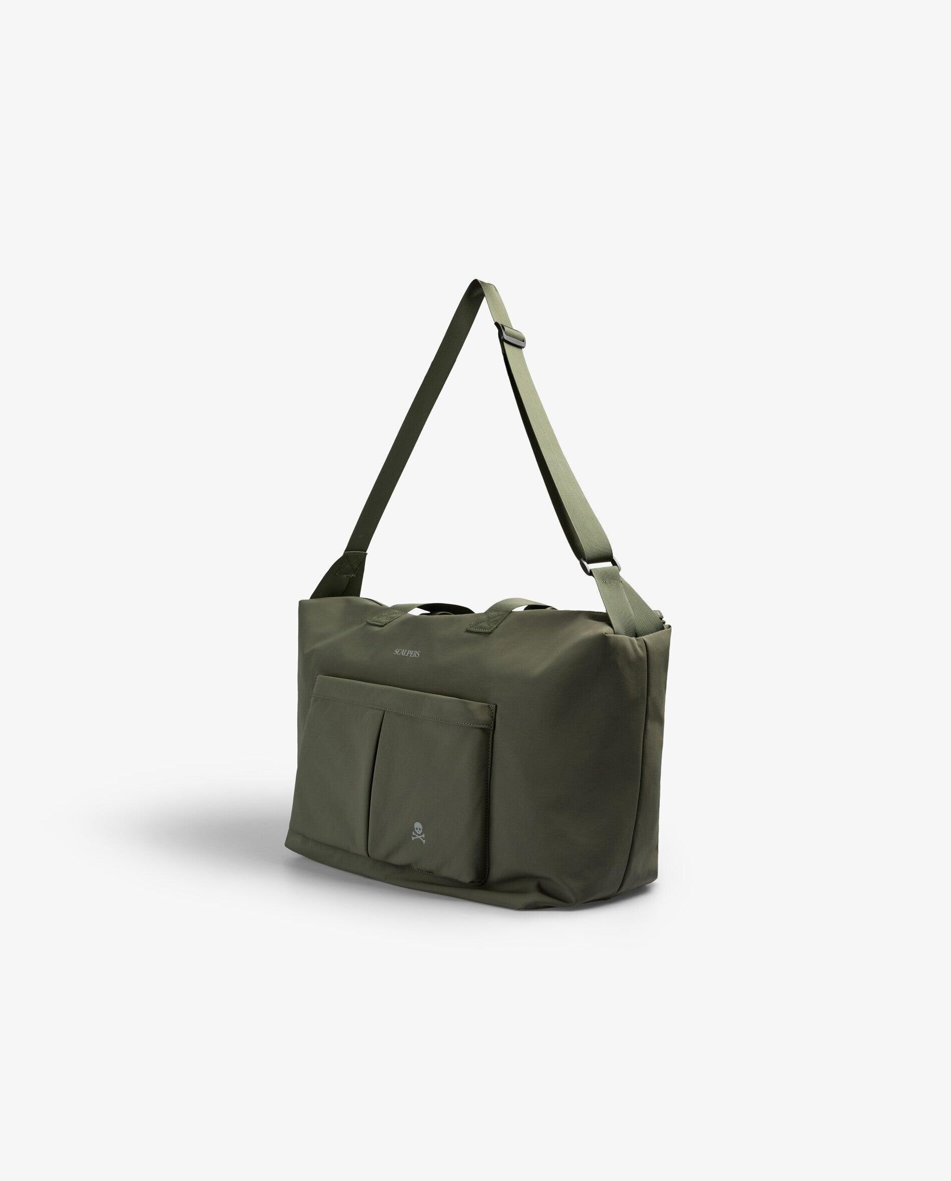 Mala com Fecho Zip e Alça a Tiracolo Ajustável Caqui-4