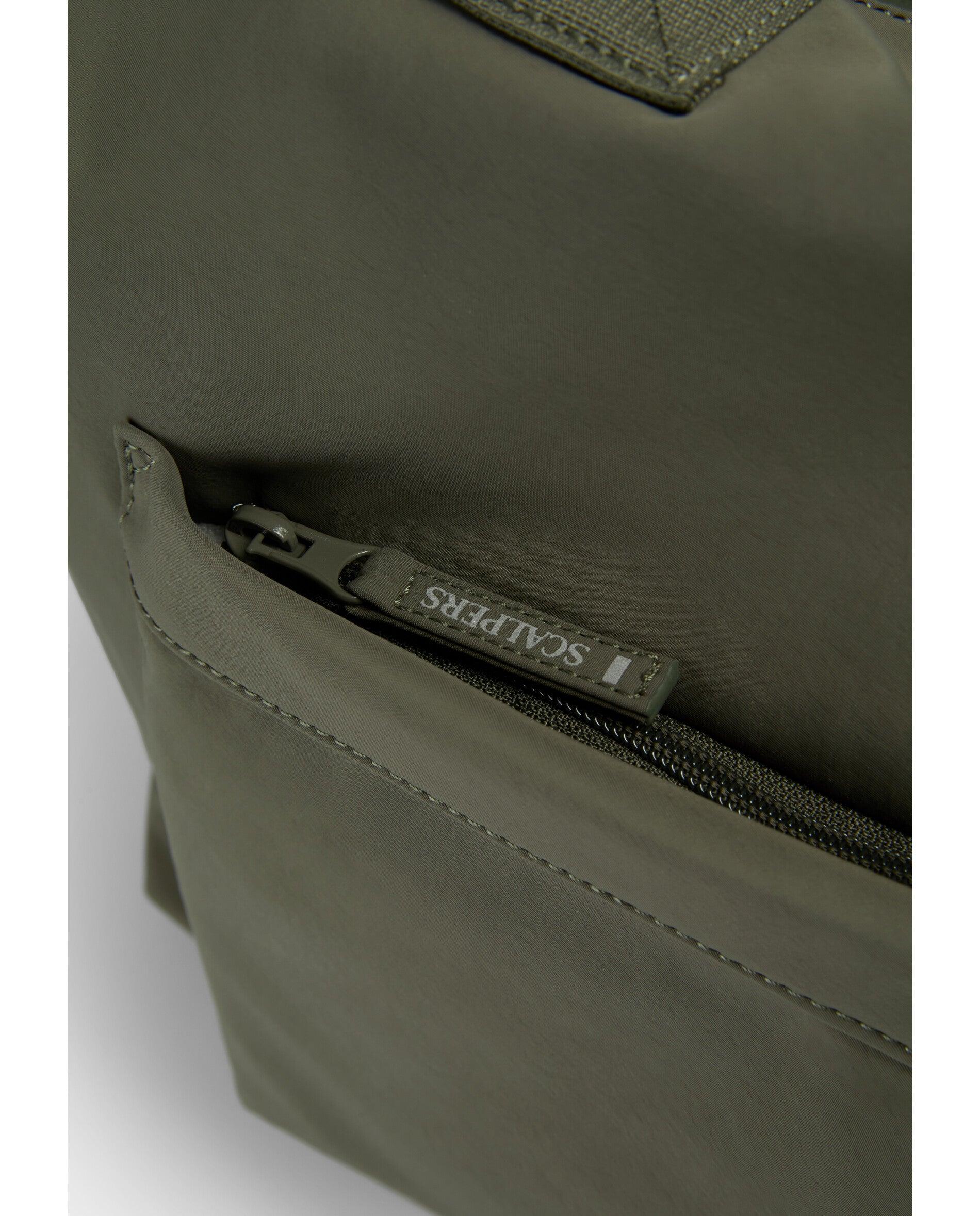 Mala com Fecho Zip e Alça a Tiracolo Ajustável Caqui-8