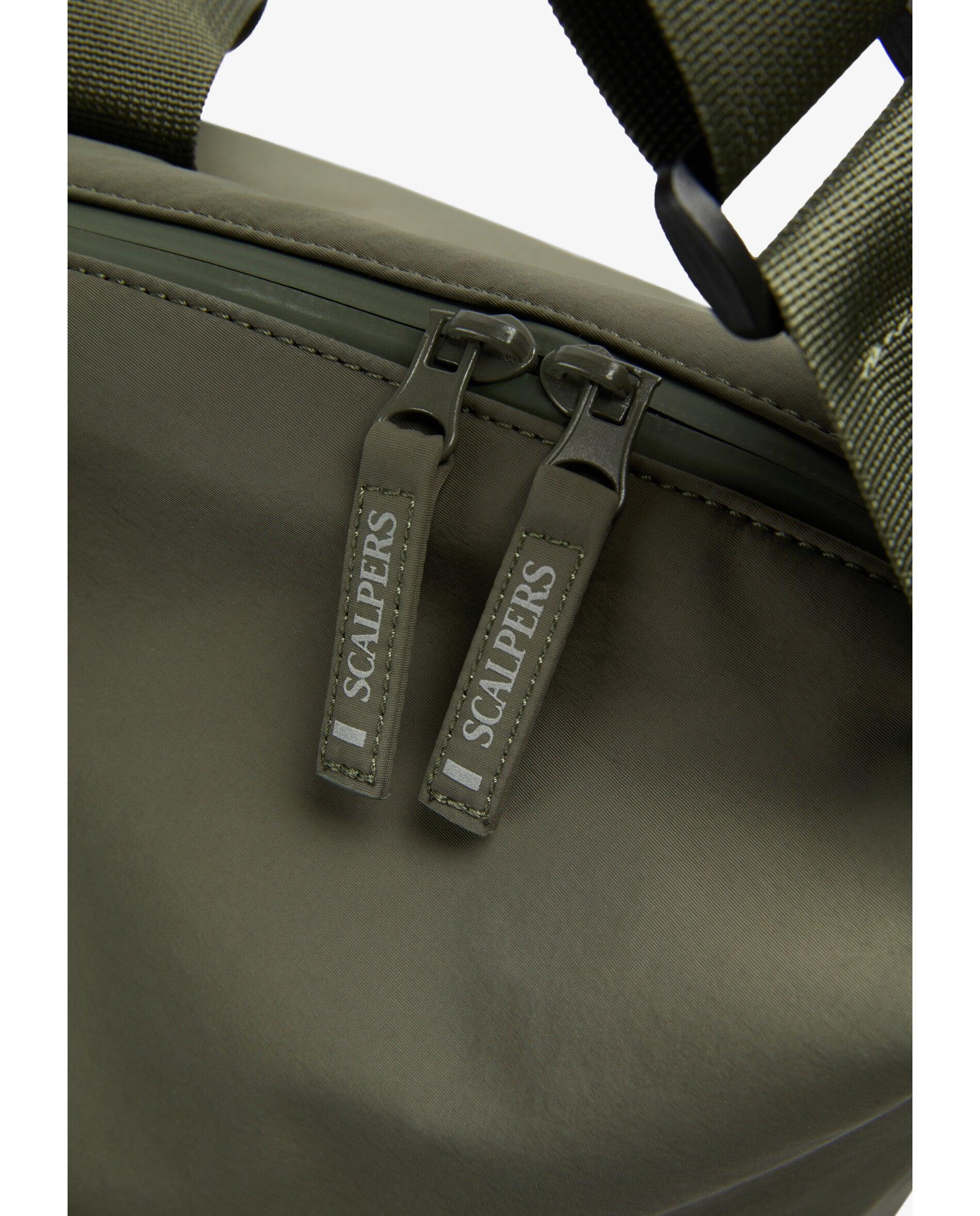 Mala com Fecho Zip e Alça a Tiracolo Ajustável Caqui-9