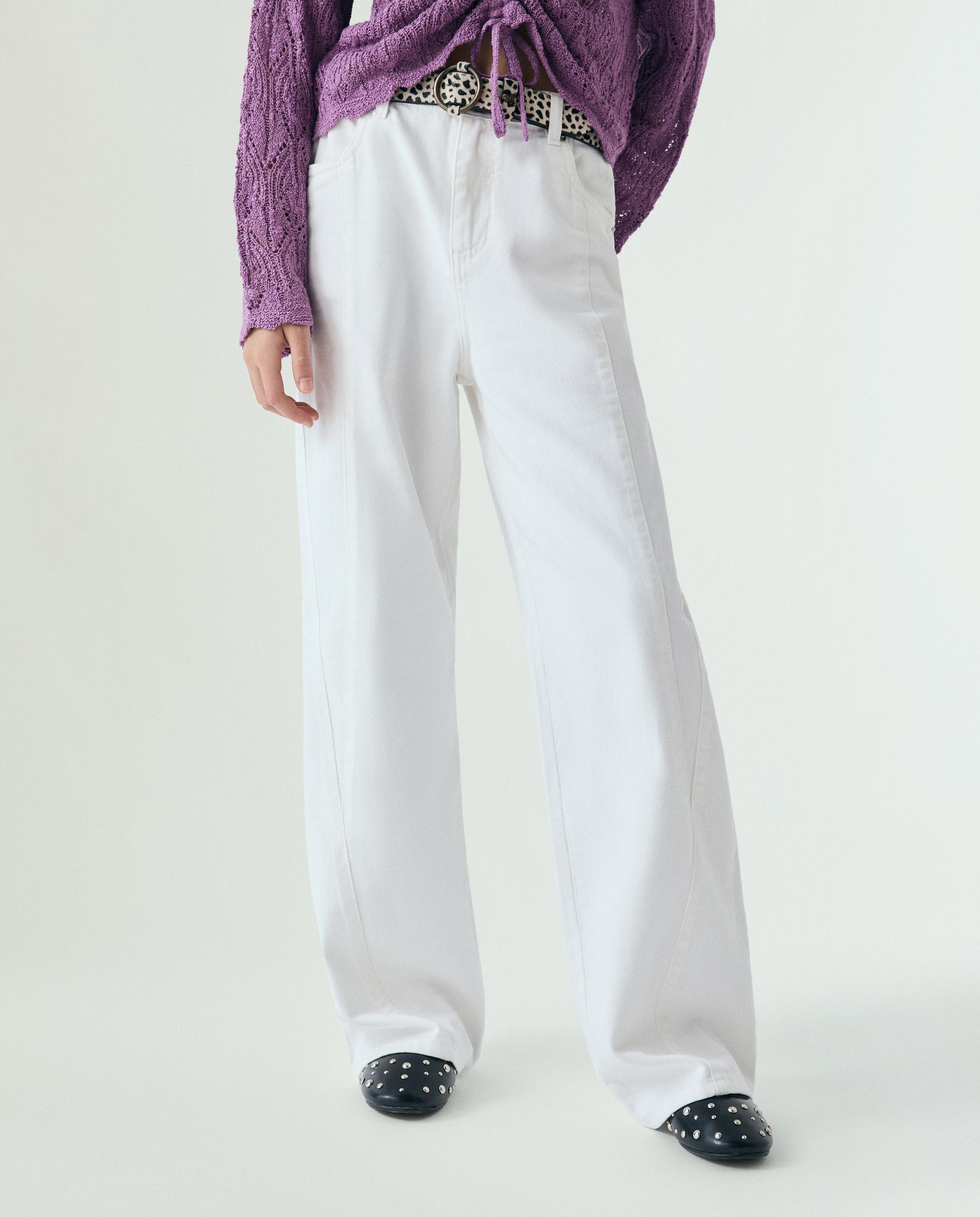 Jeans Regular Fit com Presilhas na Cintura Scalpers Branco-2