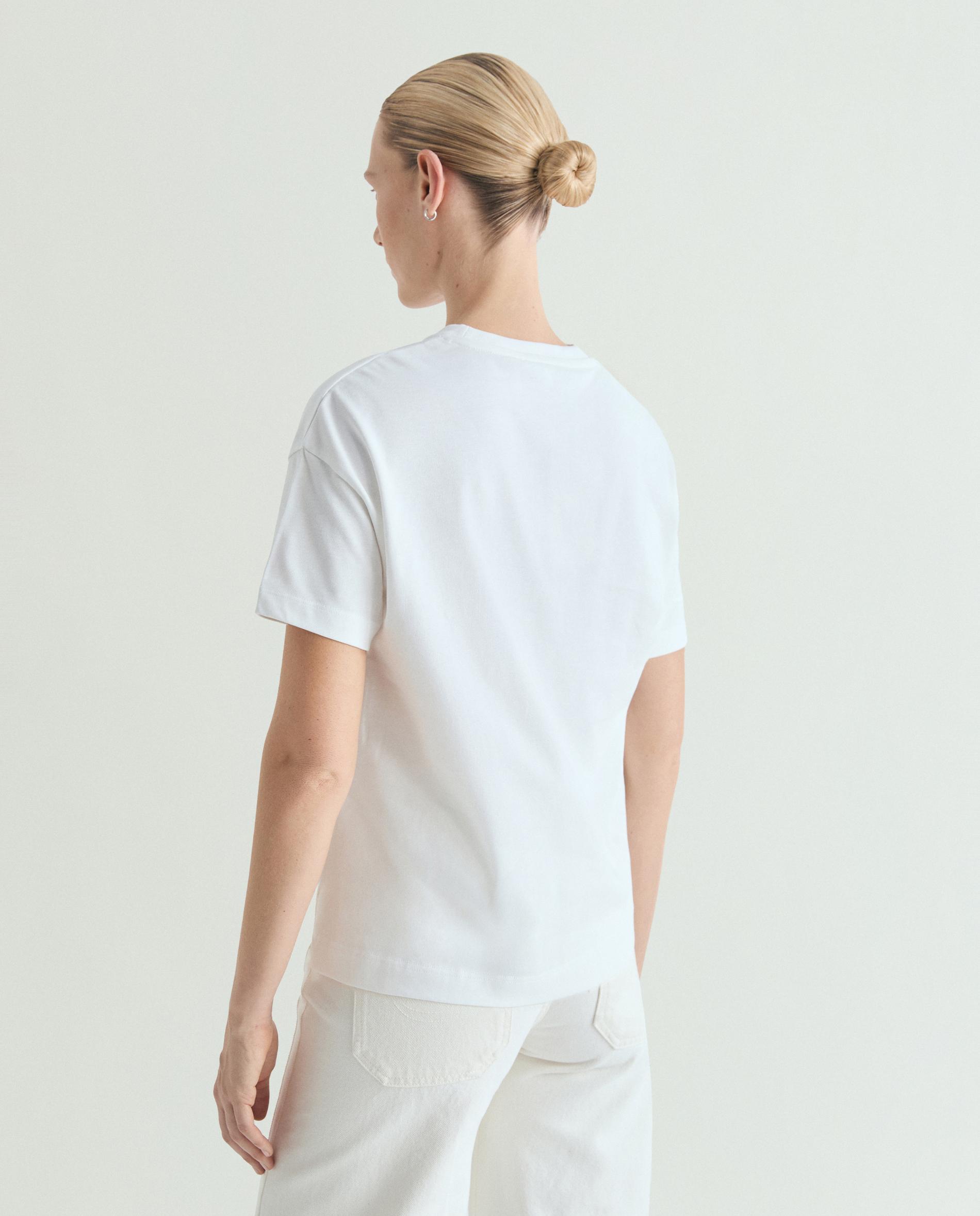 T-shirt de Algodão com Bordado Frontal Branco-2
