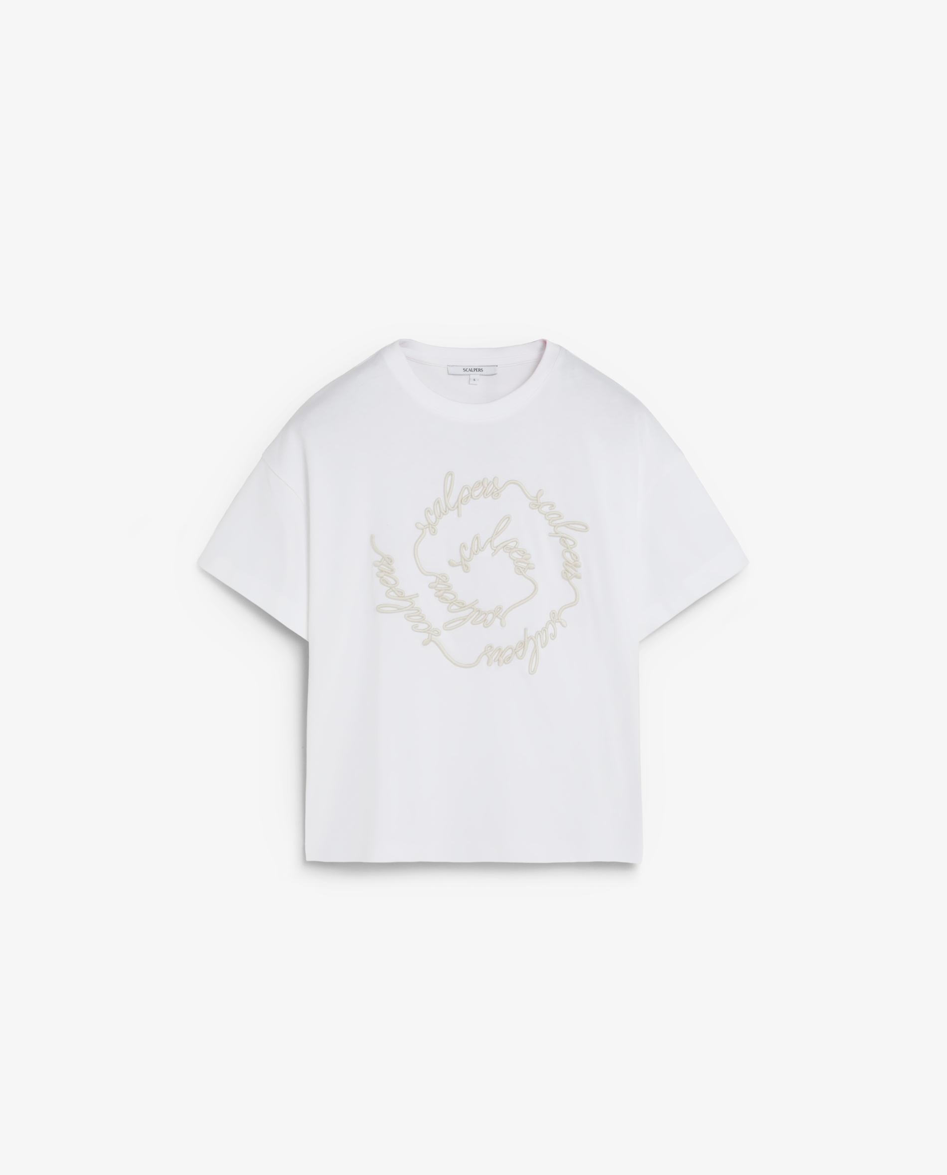 T-shirt de Algodão com Bordado Frontal Branco-4