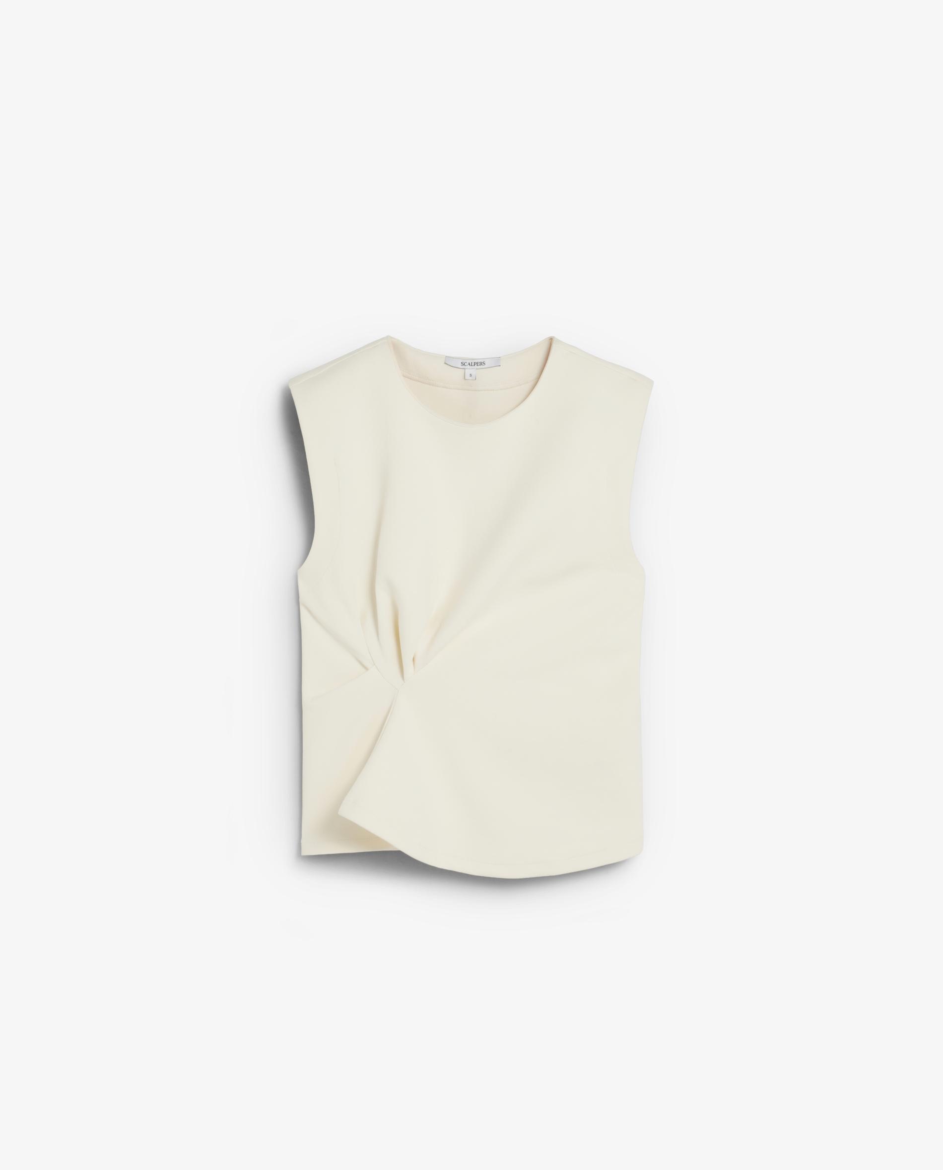 T-shirt sem Mangas com Nó Lateral Cru-4