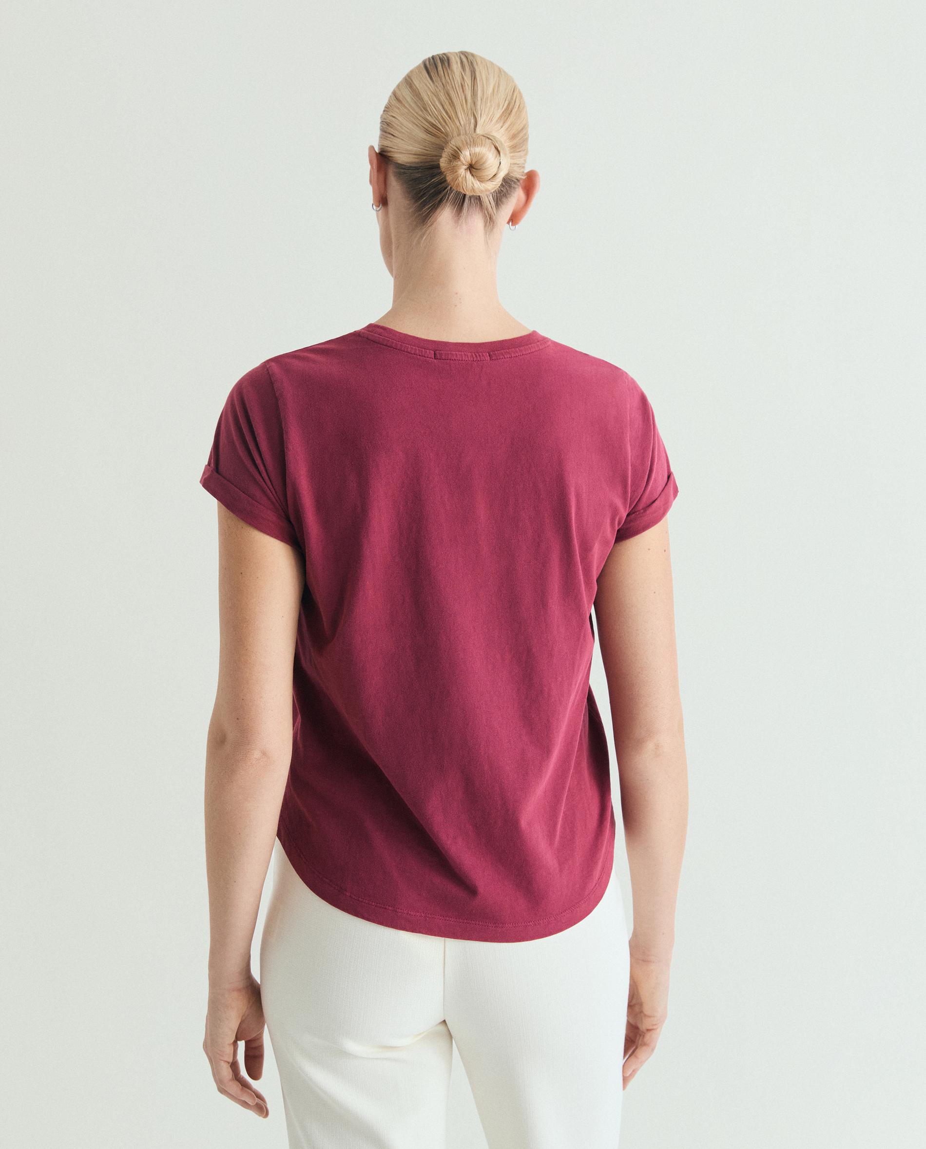 T-shirt Regular Fit de Manga Curta Vermelho-cereja-2