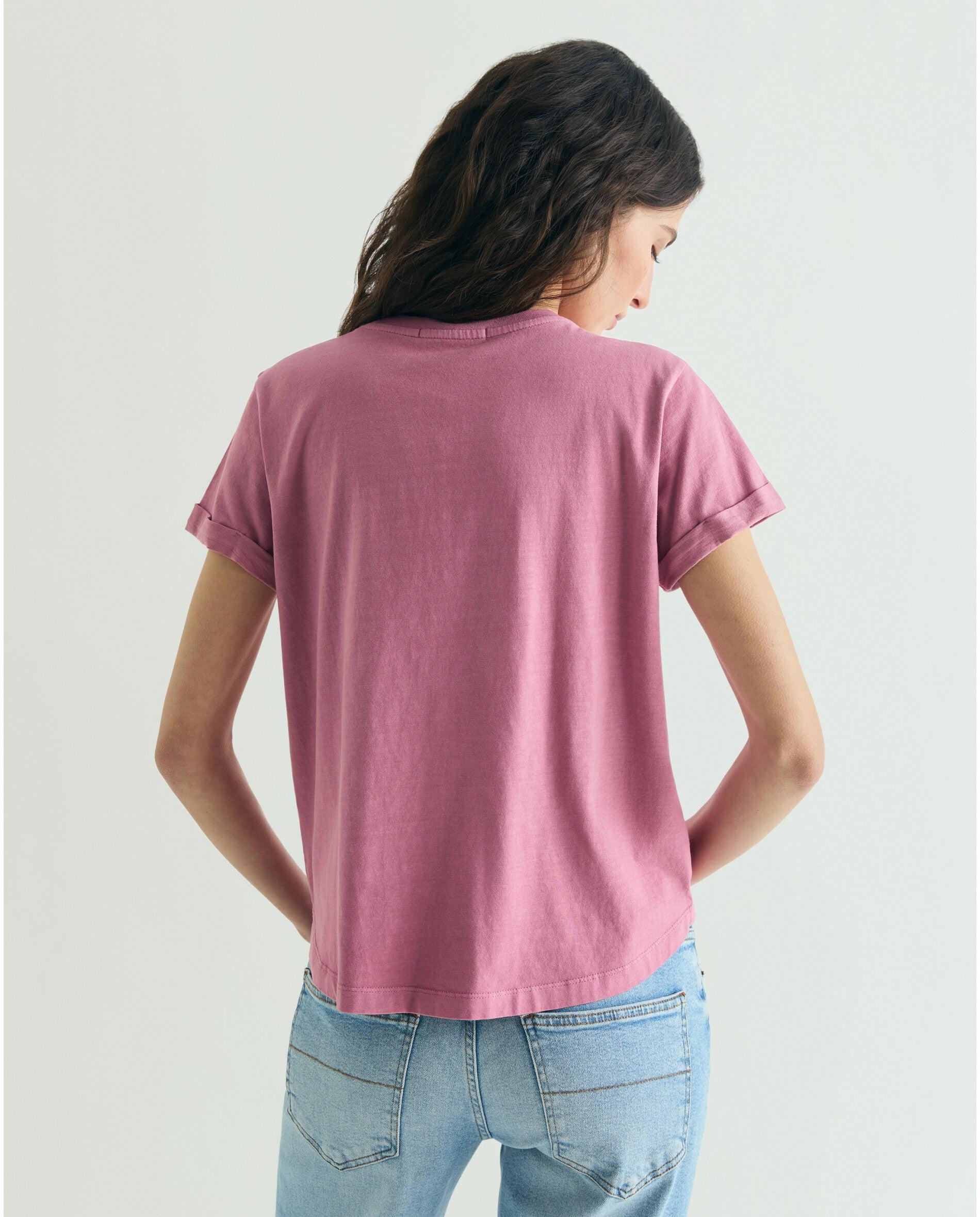 T-shirt Regular Fit de Manga Curta Rosa-2