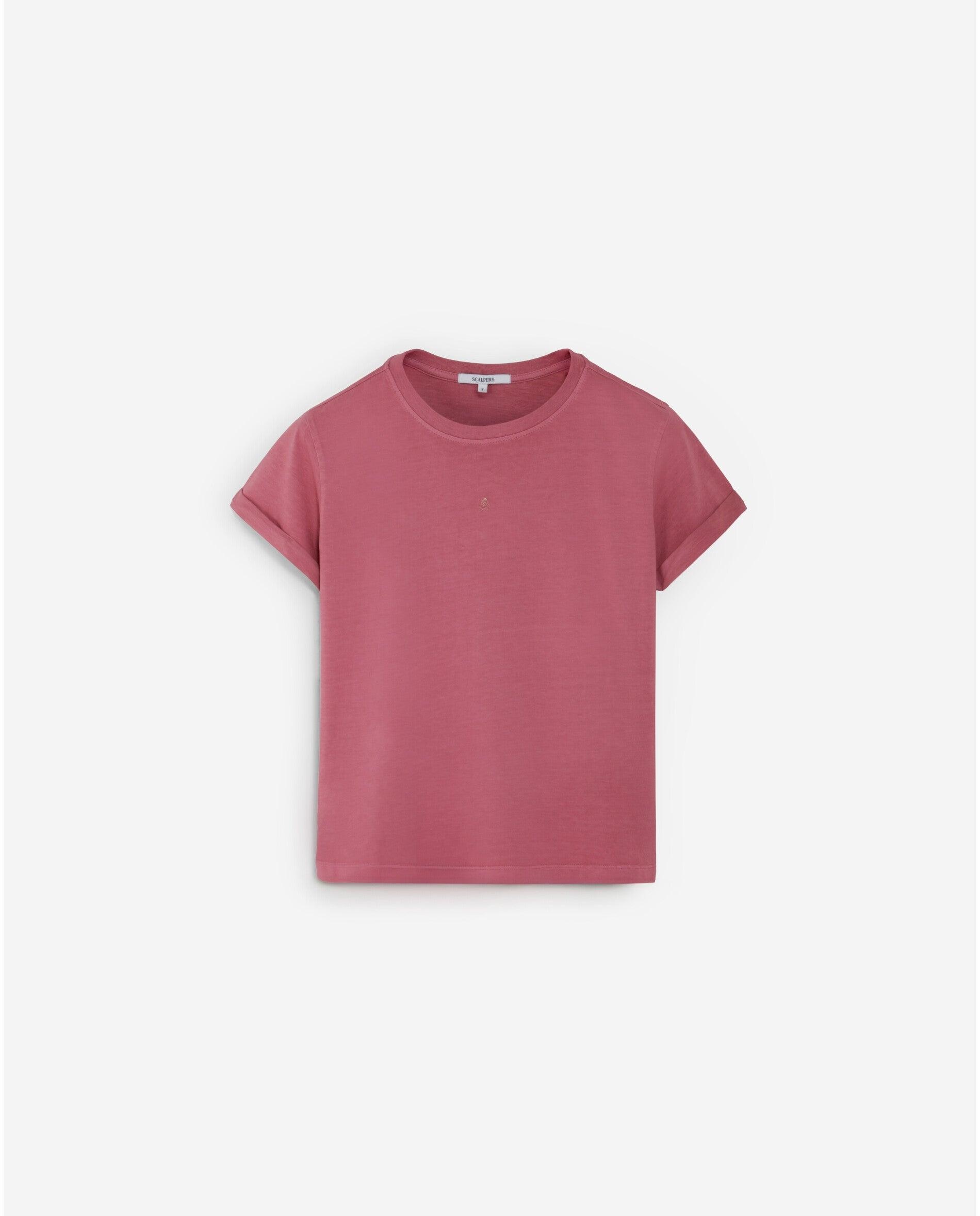 T-shirt Regular Fit de Manga Curta Rosa-5