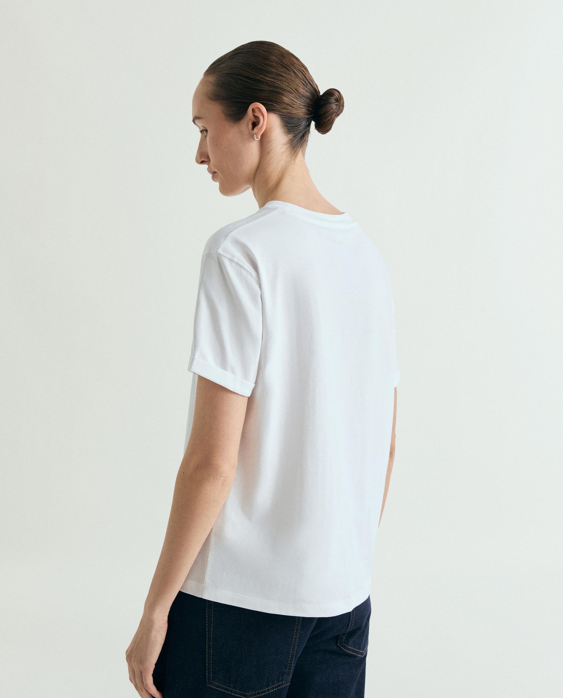 T-shirt de Manga Curta com Print Frontal Branco-3
