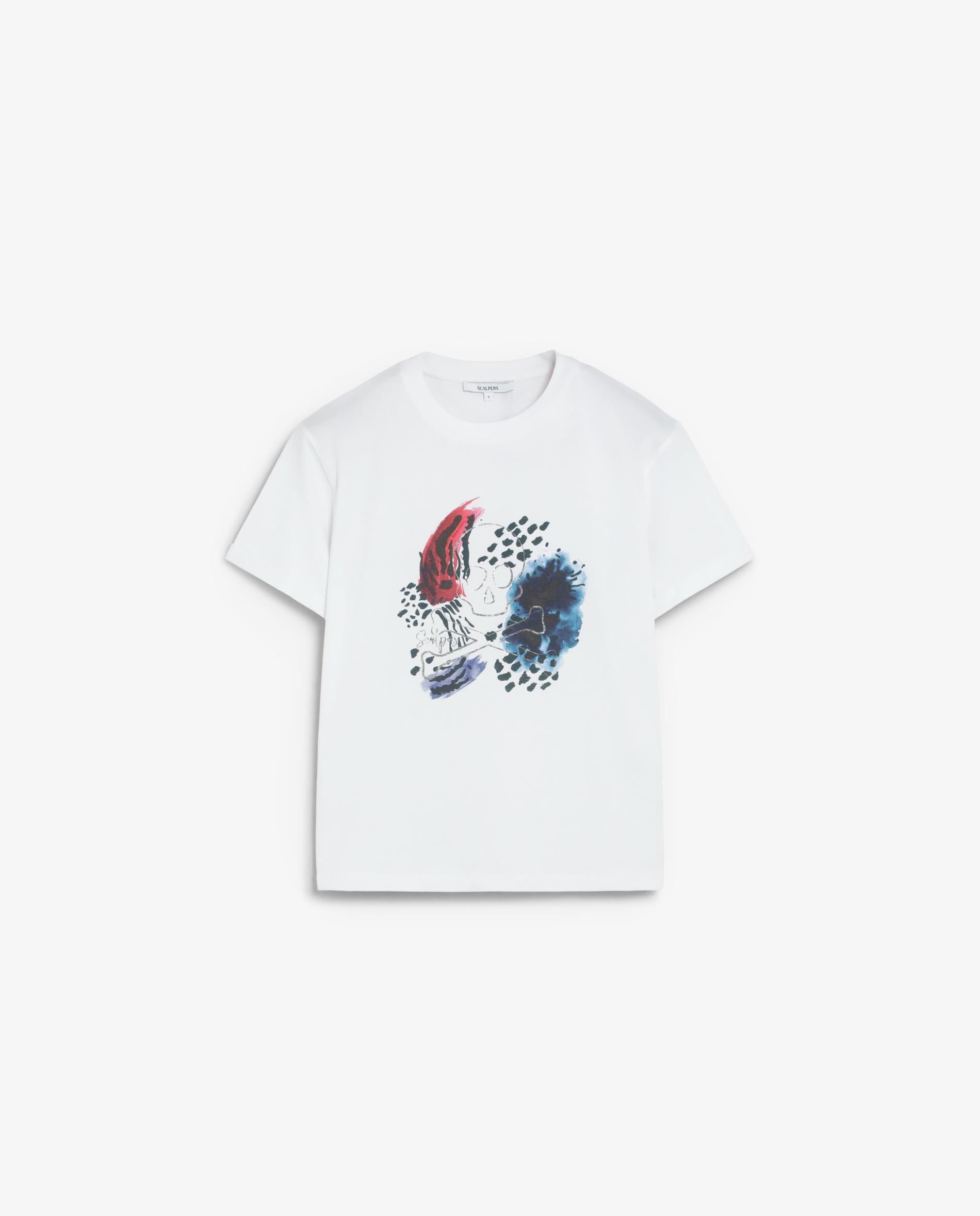 T-shirt de Manga Curta com Print Frontal Branco-4