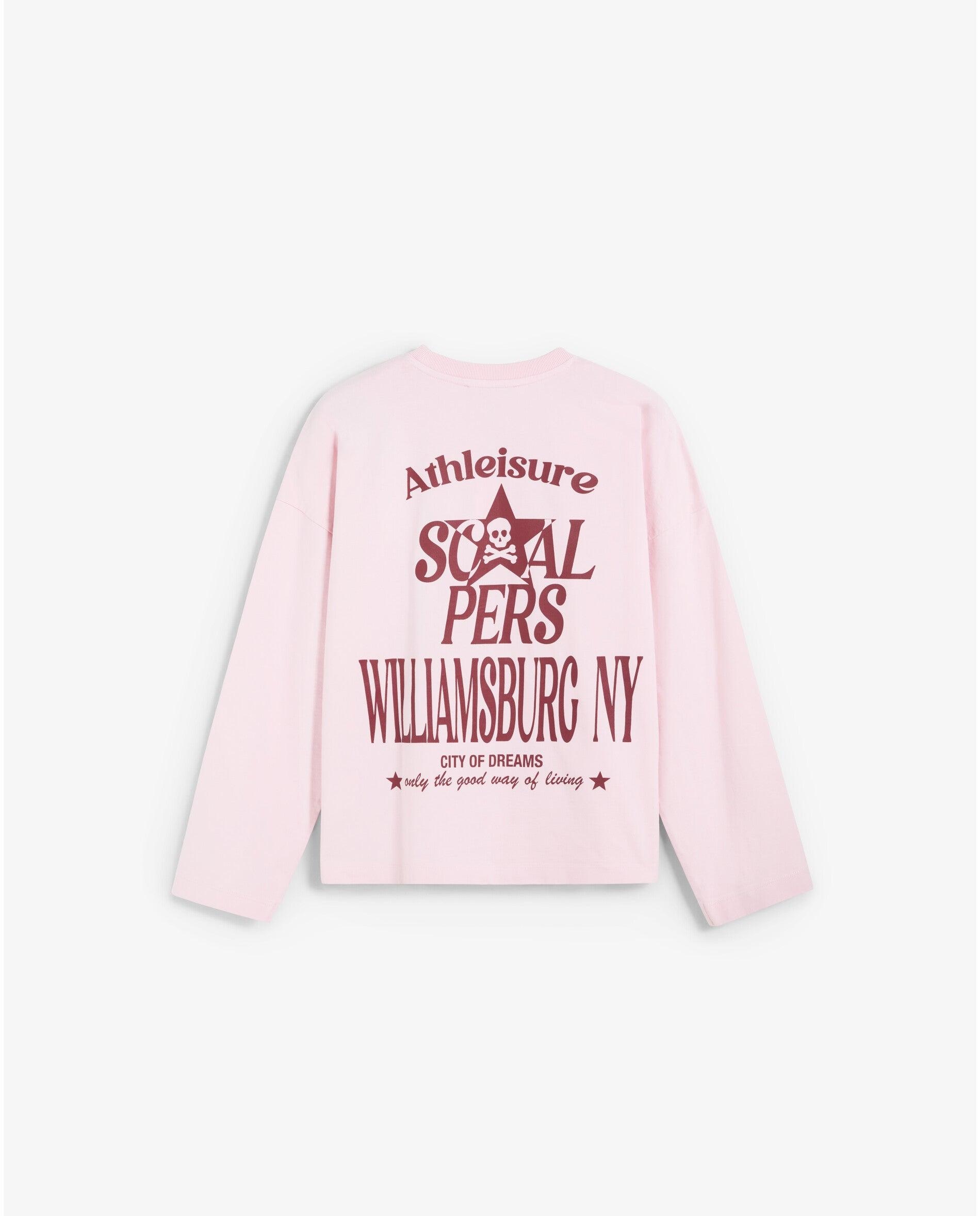T-shirt de Manga Comprida com Desenho Frontal e Posterior Rosa-claro-2