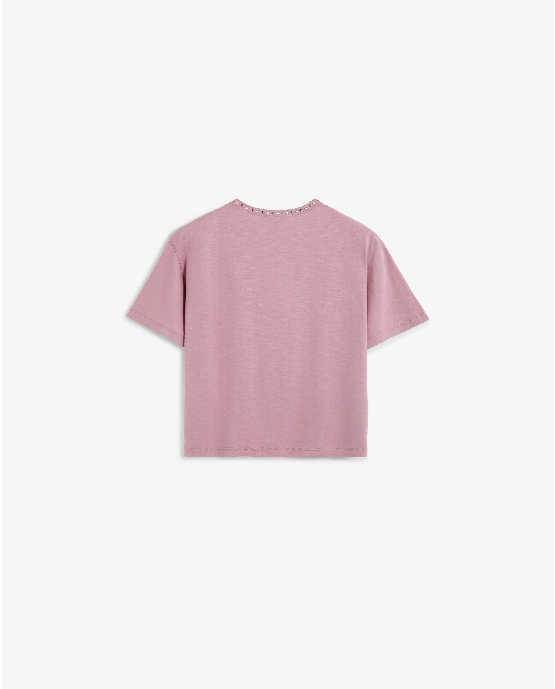 T-shirt com Bolso e Apliques Metálicos Lilás-6