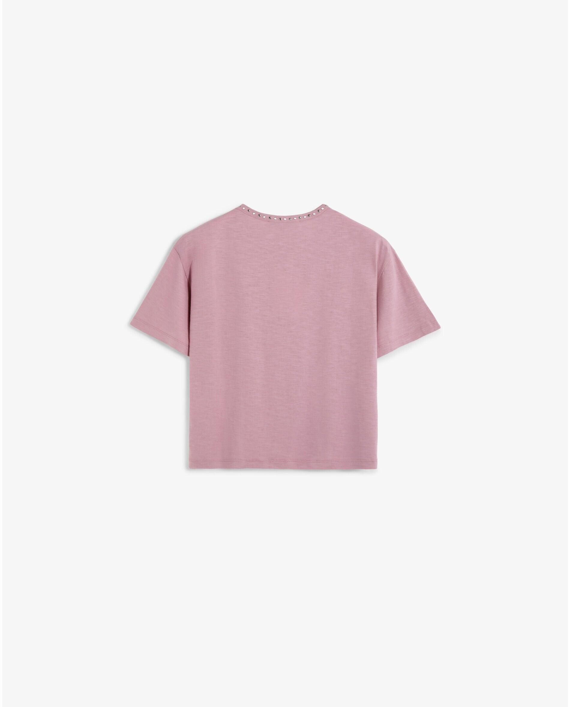 T-shirt com Bolso e Apliques Metálicos Lilás-6