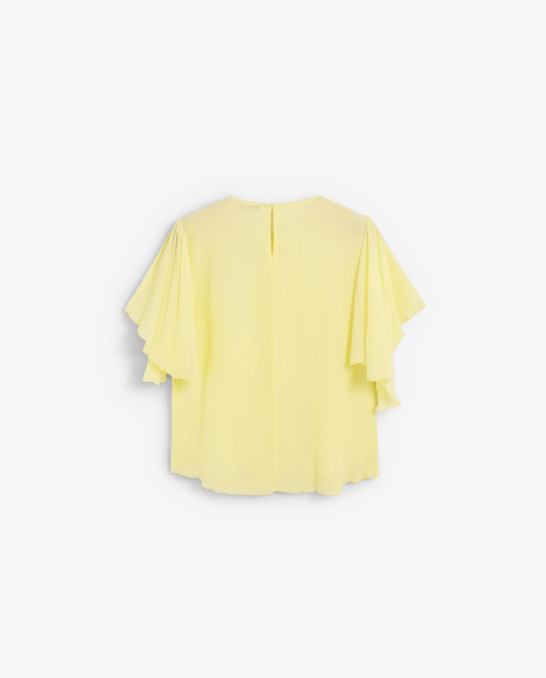 Blusa em Tecido Fluido com Franzidos na Cintura Amarelo-5