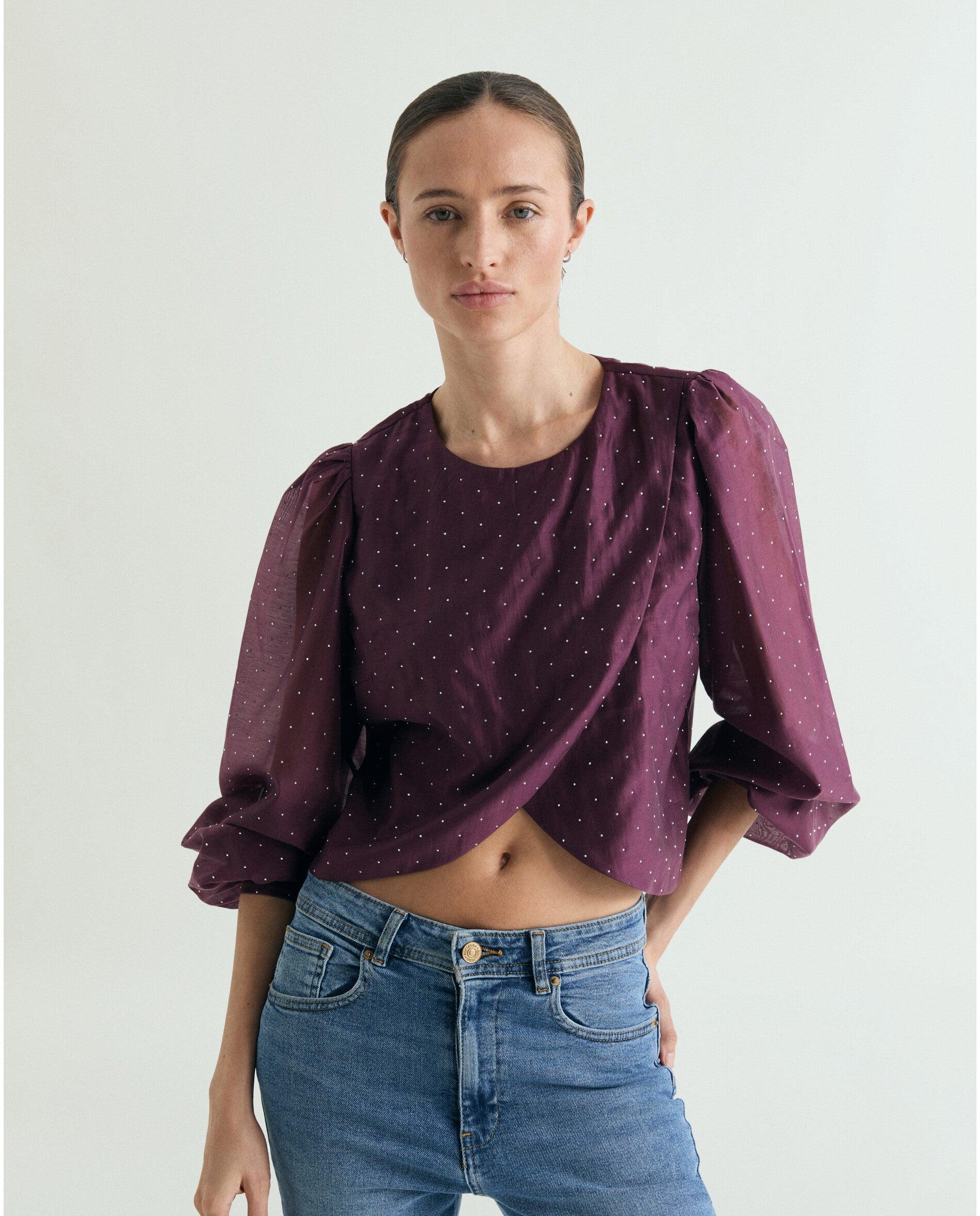 Imagem 0 de Blusa Acetinada com Strass