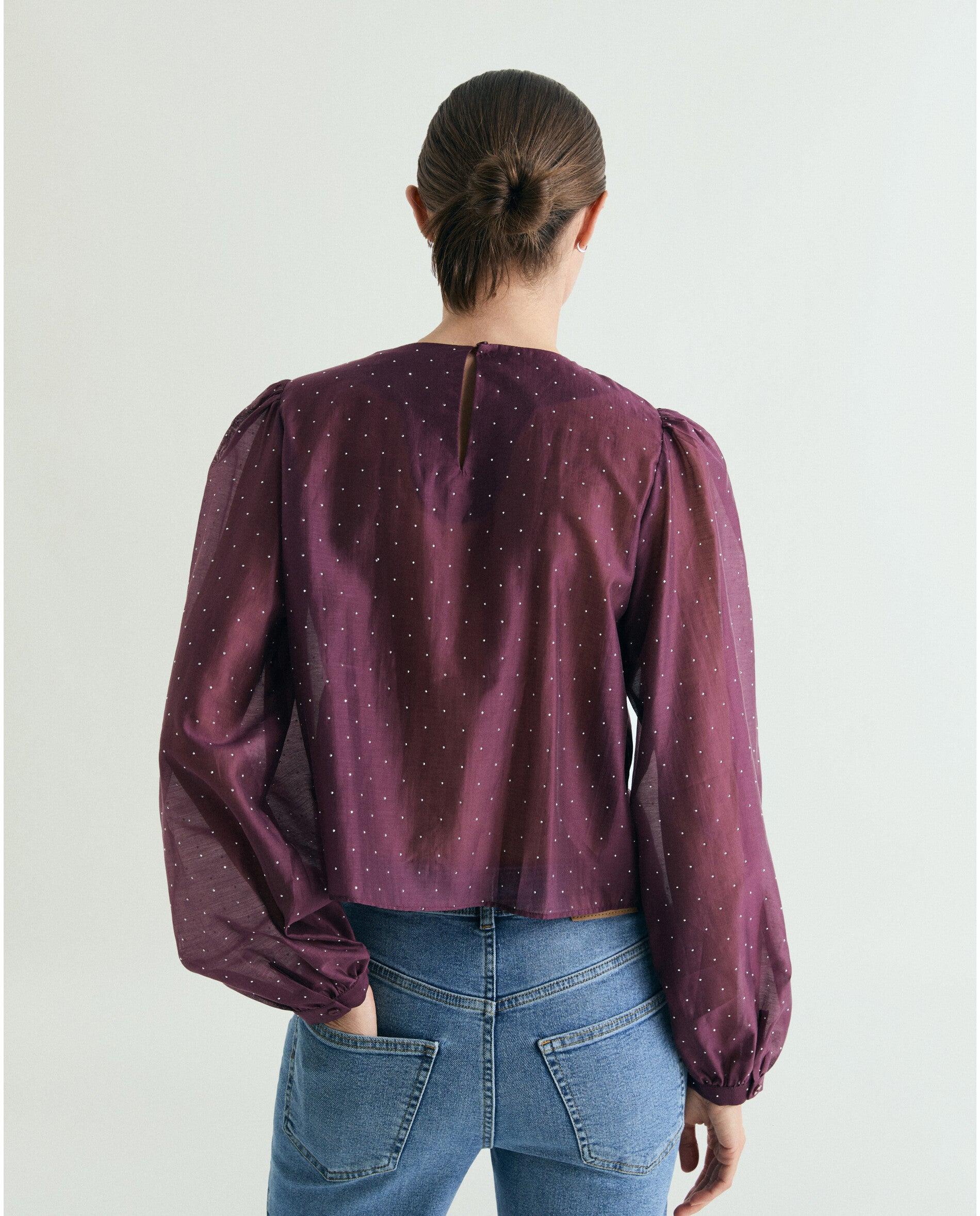 Blusa Acetinada com Strass Bordeaux-2