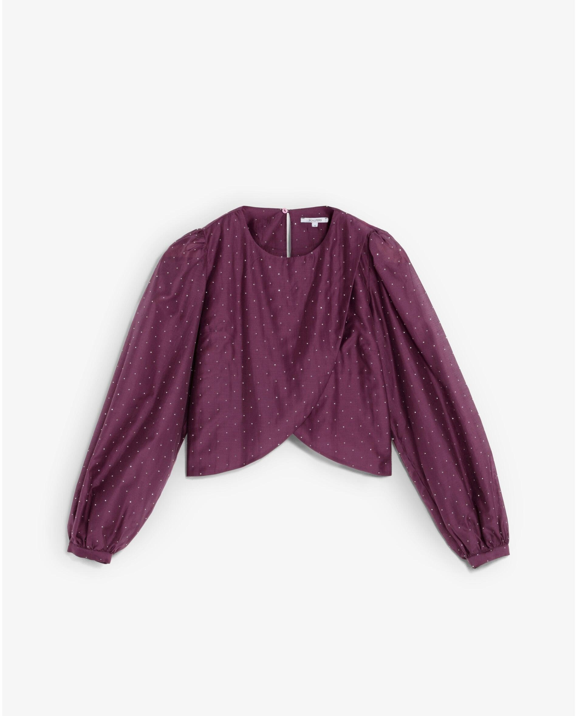 Blusa Acetinada com Strass Bordeaux-4