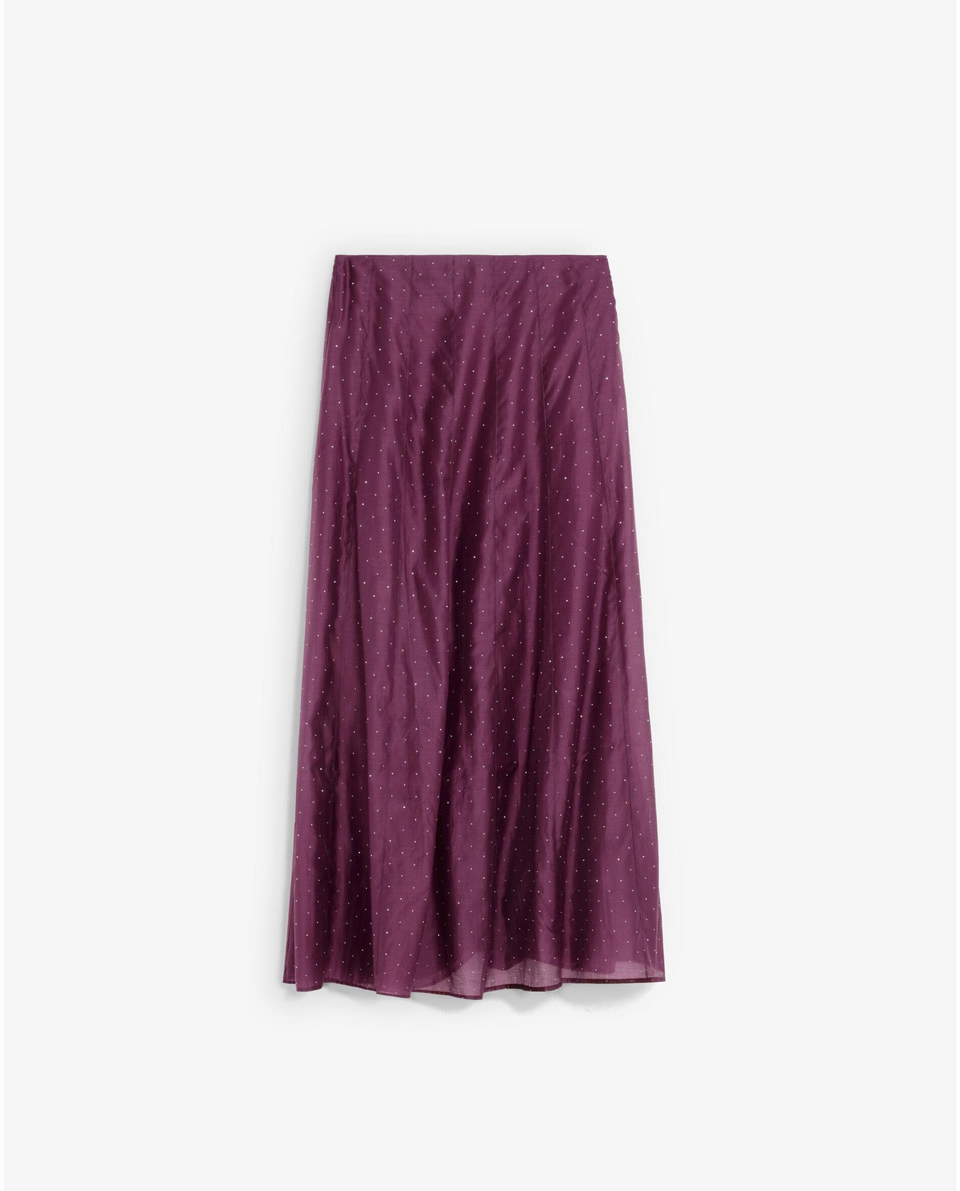Saia Midi Acetinada com Strass Bordeaux-4