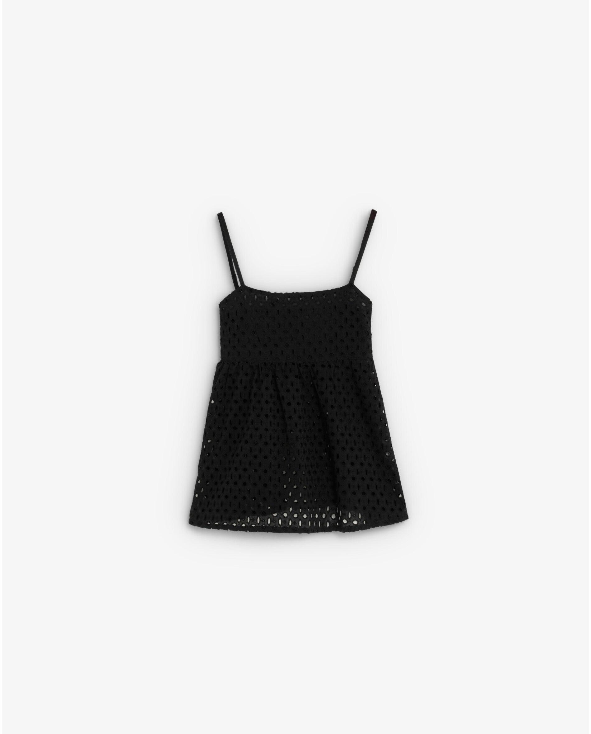 Top de Alças em Tecido Perfurado com Bordados Preto-4