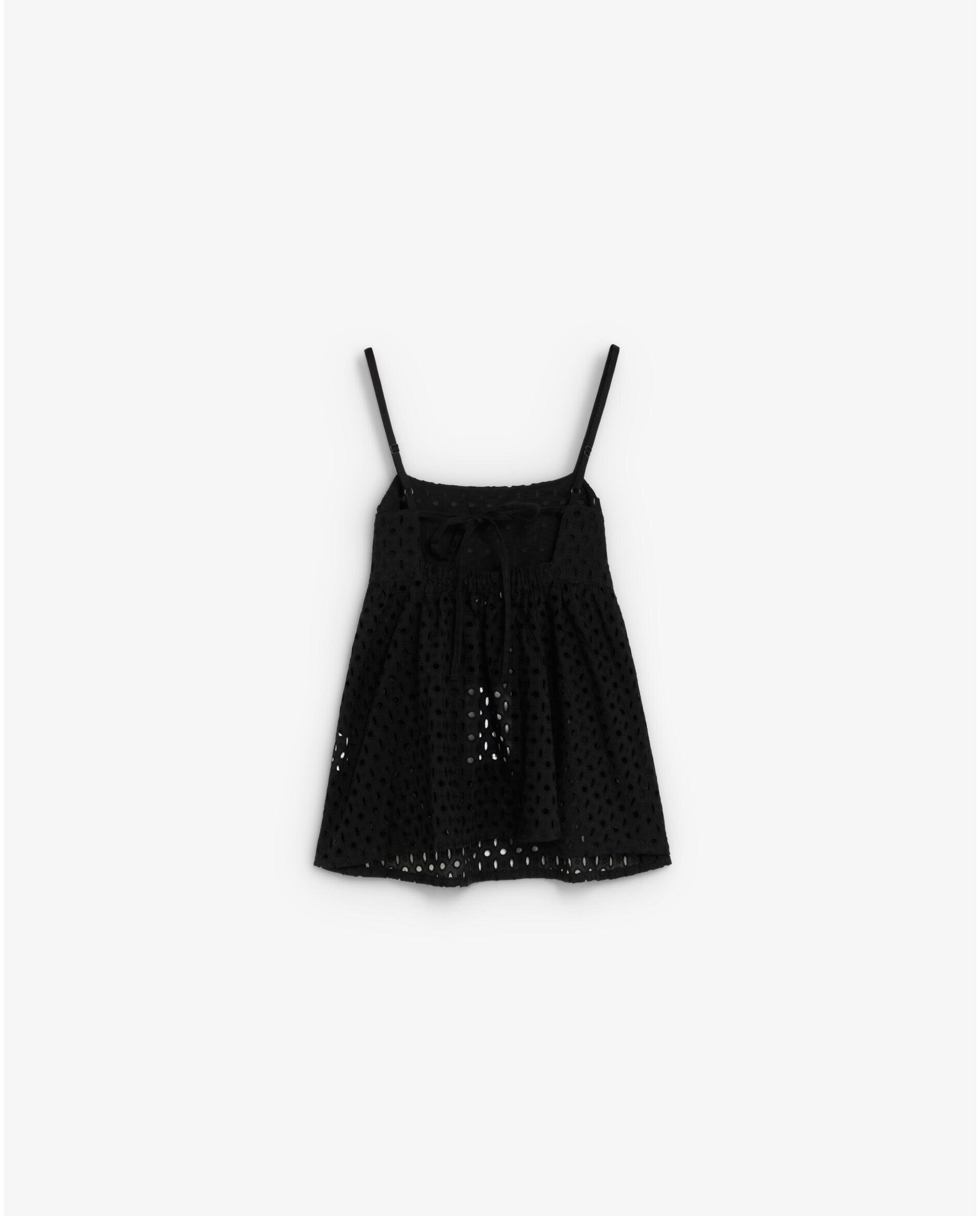 Top de Alças em Tecido Perfurado com Bordados Preto-5