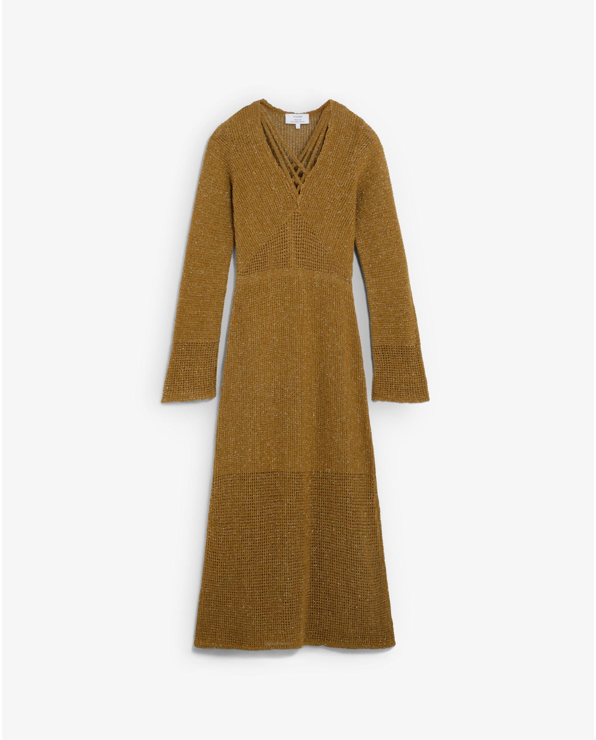 Imagem 0 de Vestido Comprido de Malha com Mangas Ligeiramente À Boca de Sino