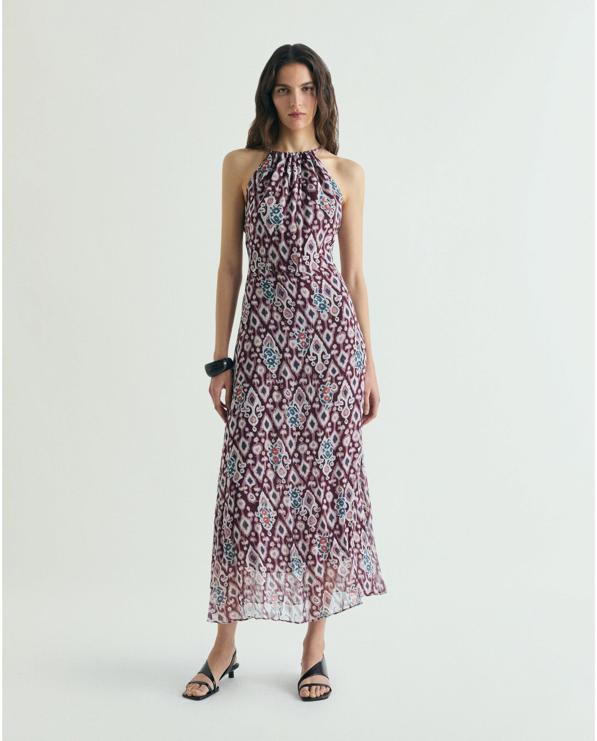 Imagem 0 de Vestido Midi Estampado com Gola Halter