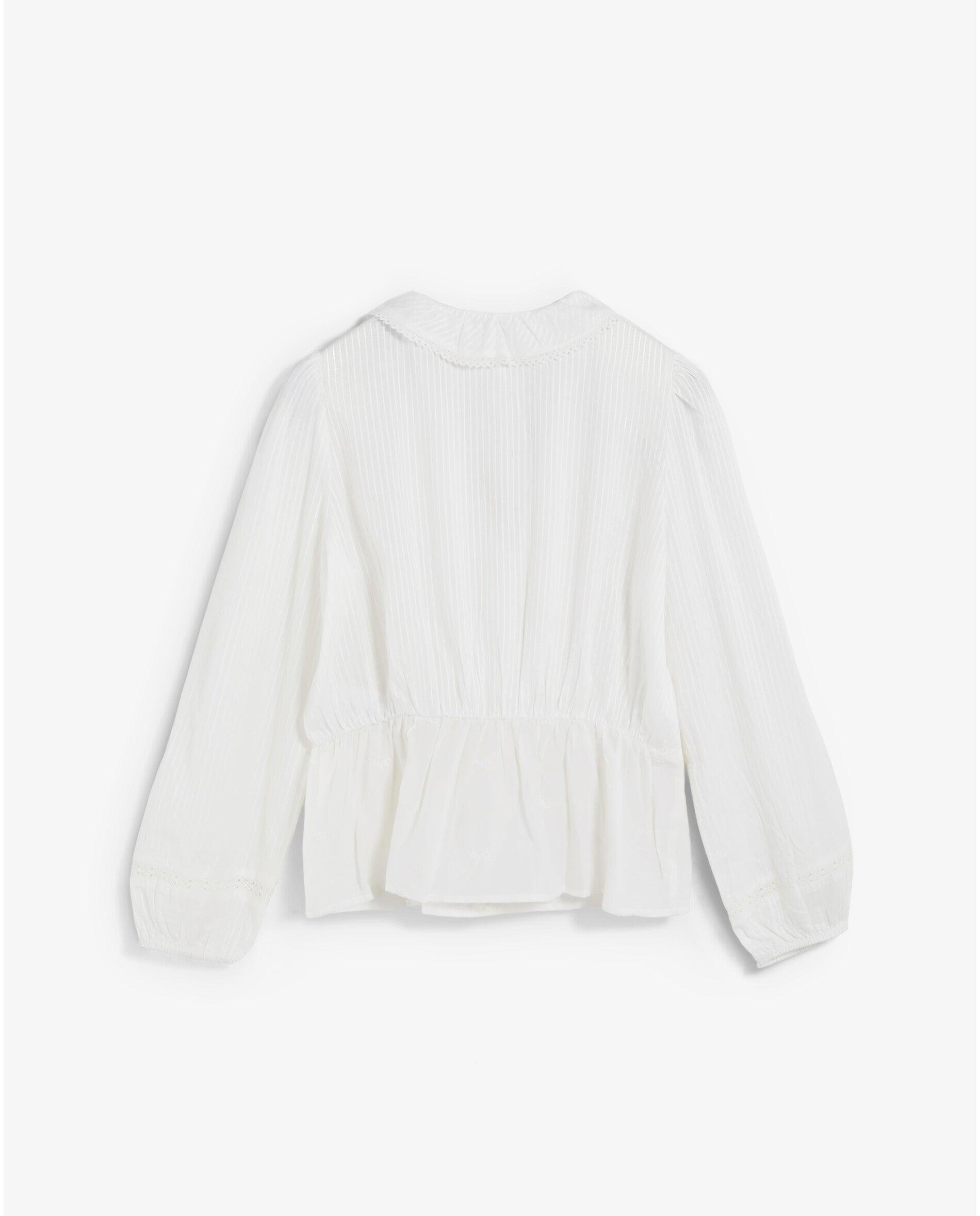 Blusa com Folhos e Cintura Franzida Marfim-5