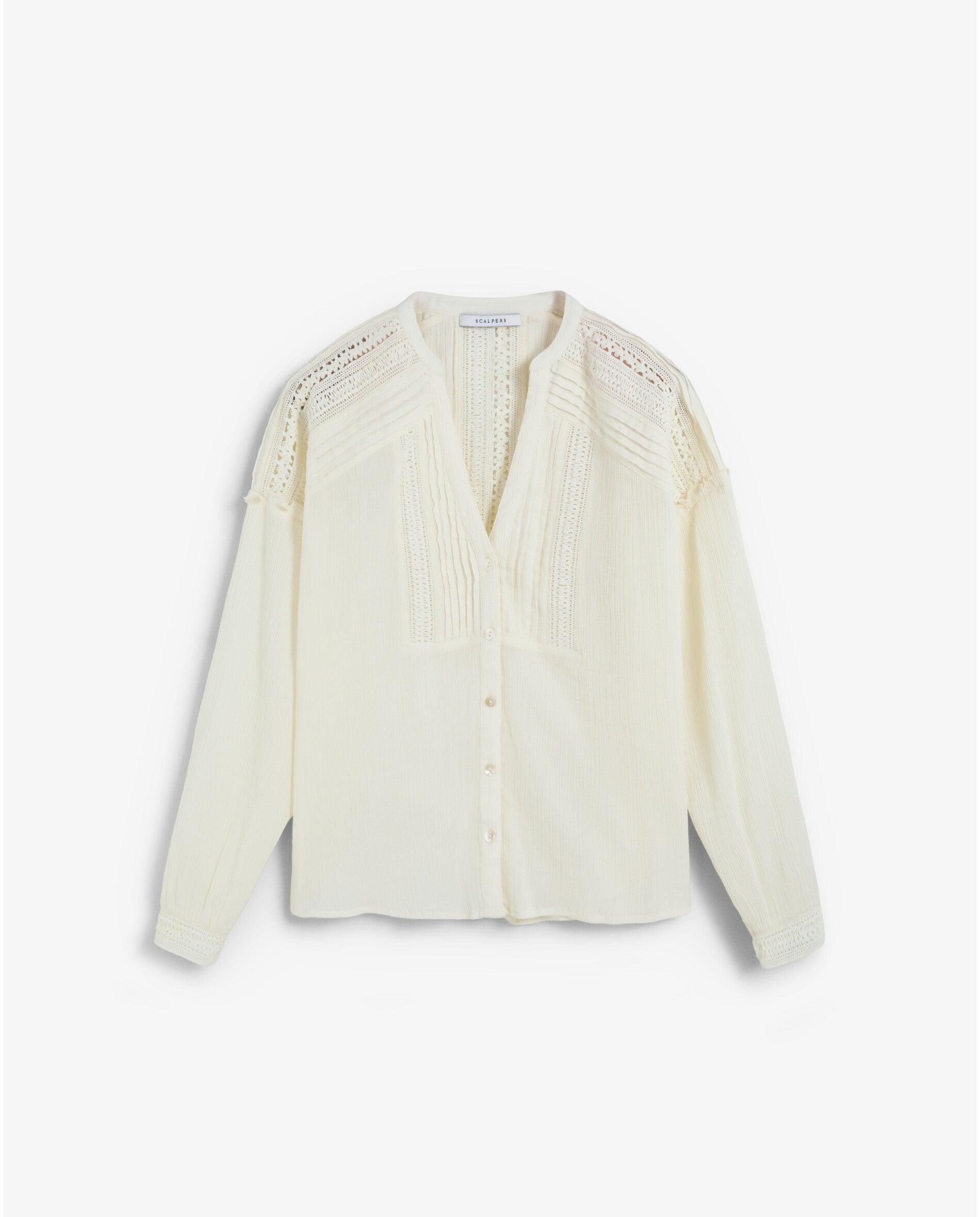 Blusa em Tecido com Textura Semitransparente Branco-6