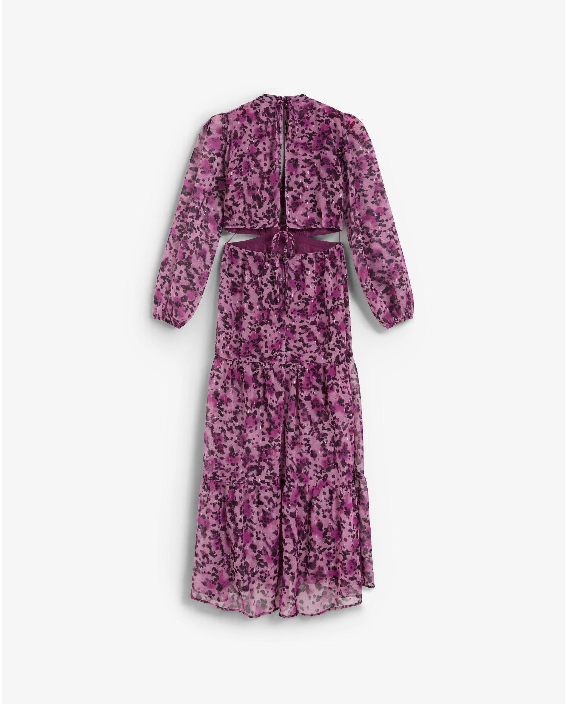 Vestido Comprido Estampado com Aberturas Roxo-6