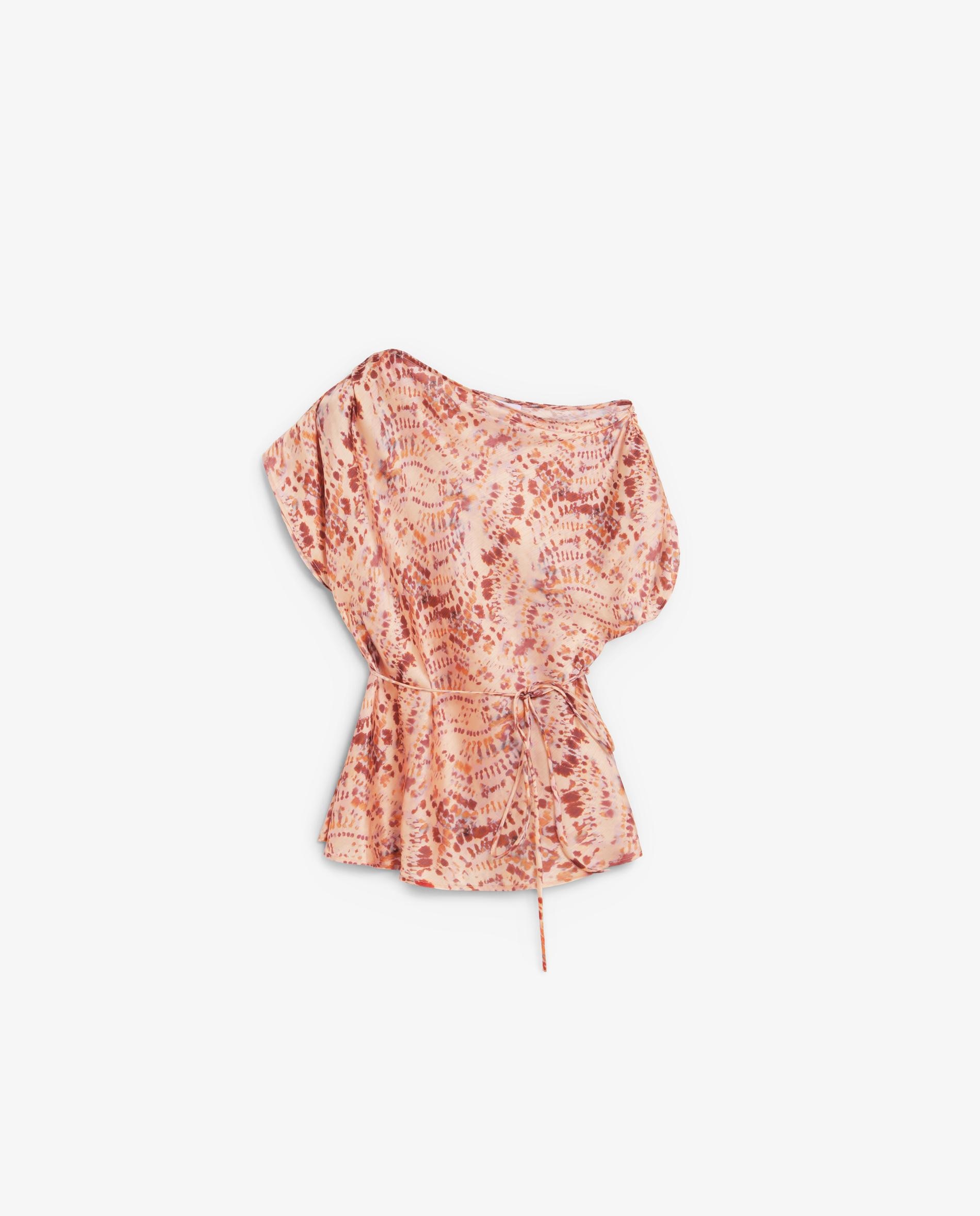 Top Tie-dye com Decote Assimétrico Pêssego-4