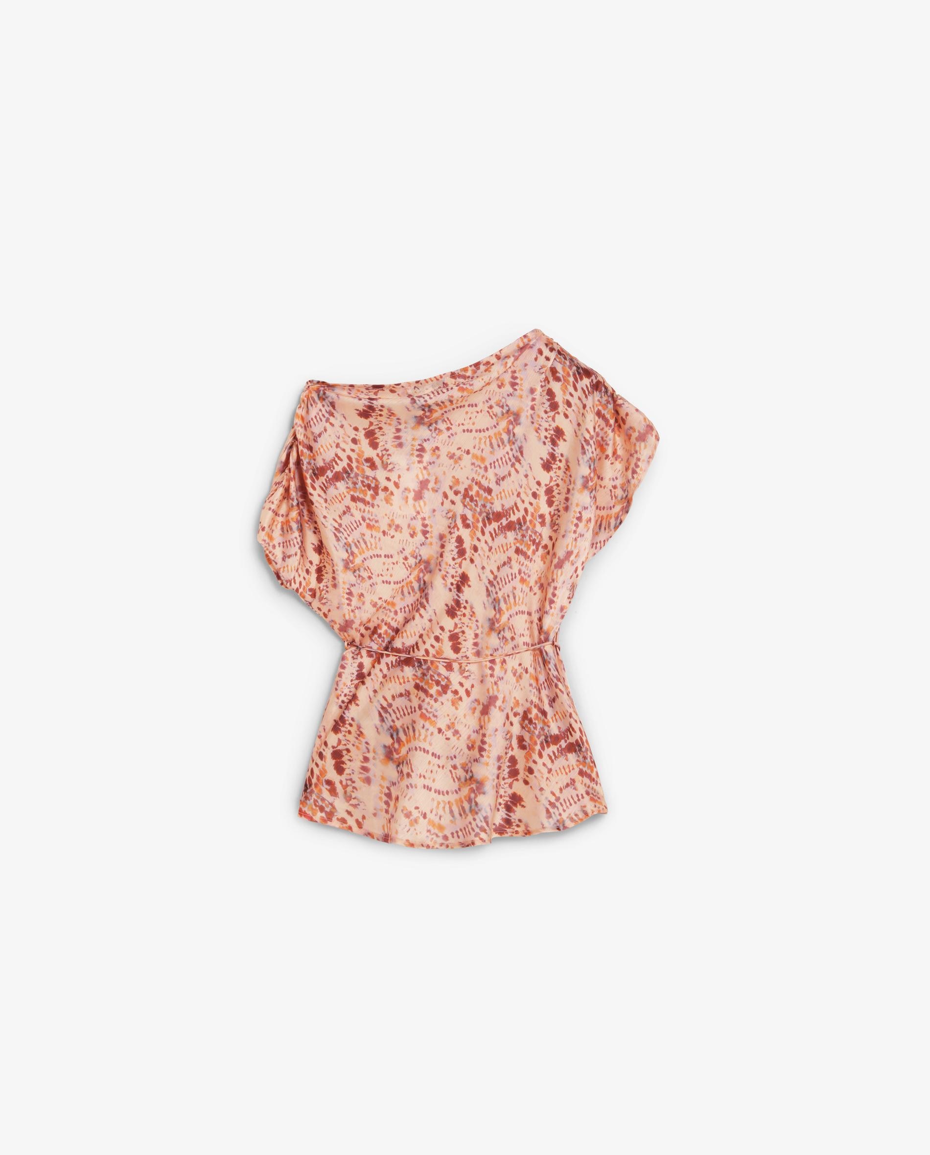 Top Tie-dye com Decote Assimétrico Pêssego-5
