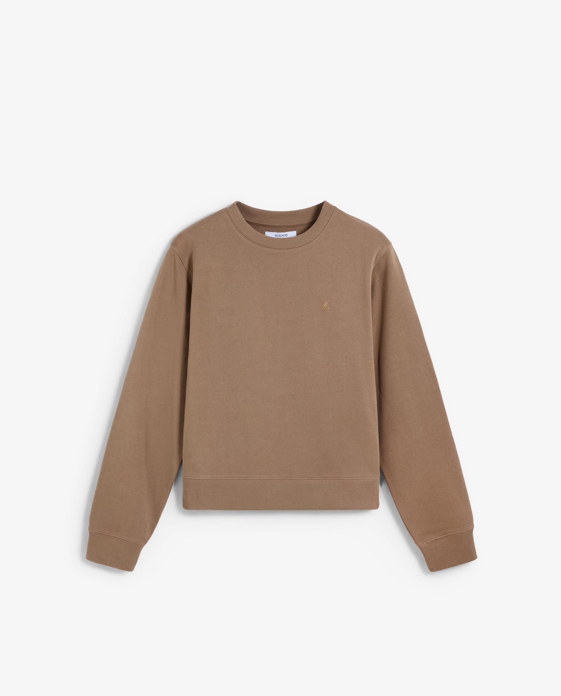 Sweatshirt de Algodão com Gola Redonda Taupe-4
