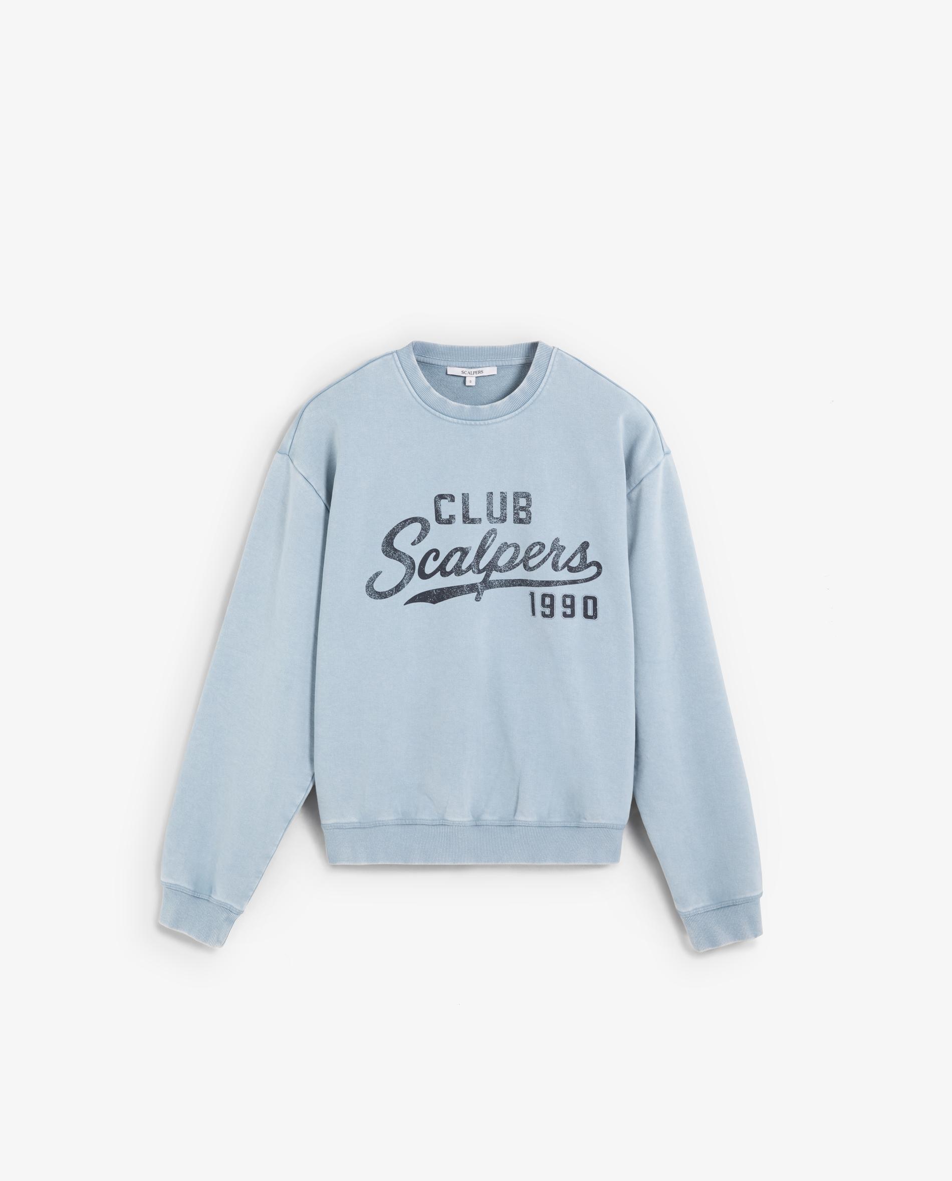 Sweatshirt Efeito Lavagem com Logo Frontal Azul-claro-3
