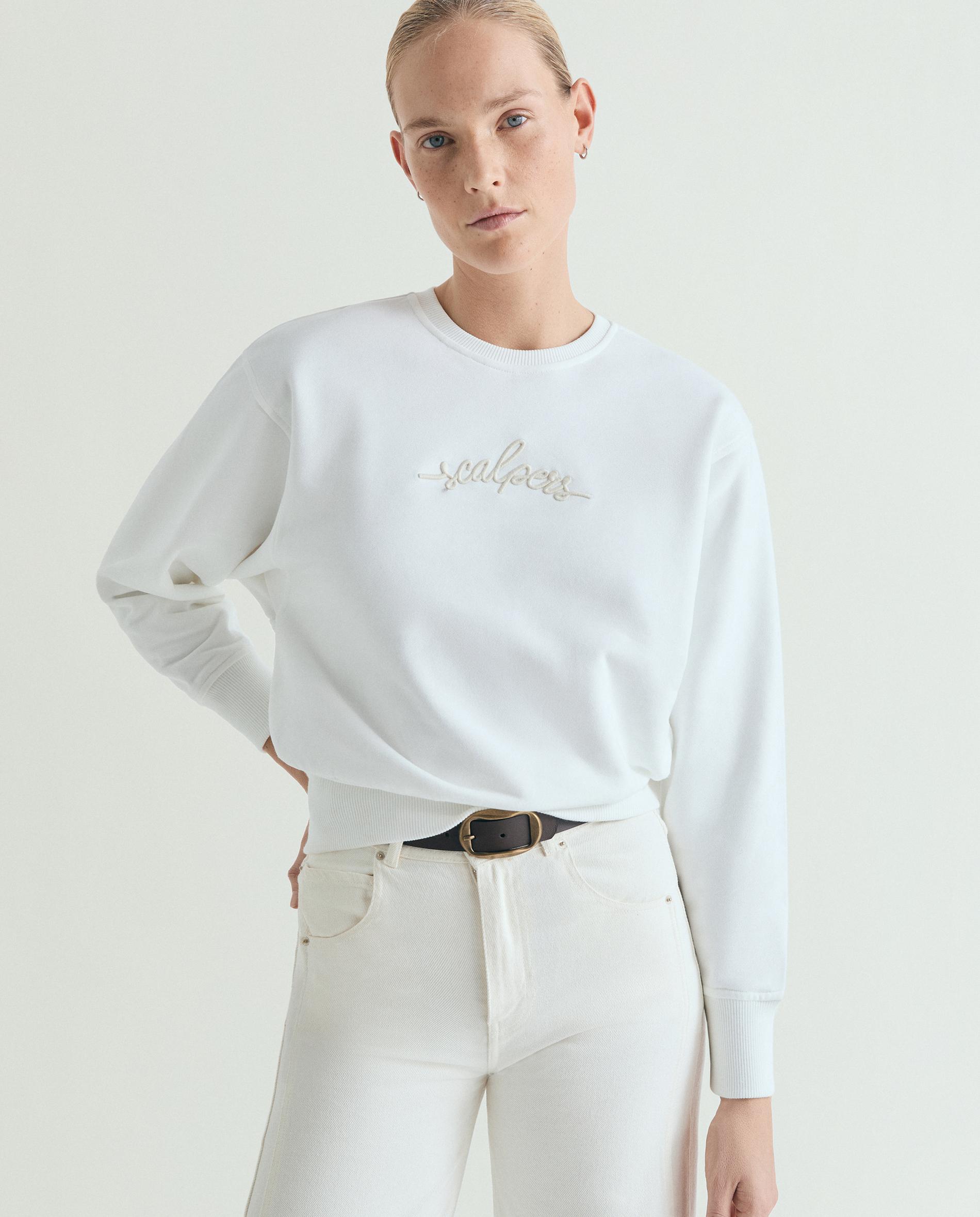 Imagem 0 de Sweatshirt com Gola Redonda e Bordado Frontal e Posterior