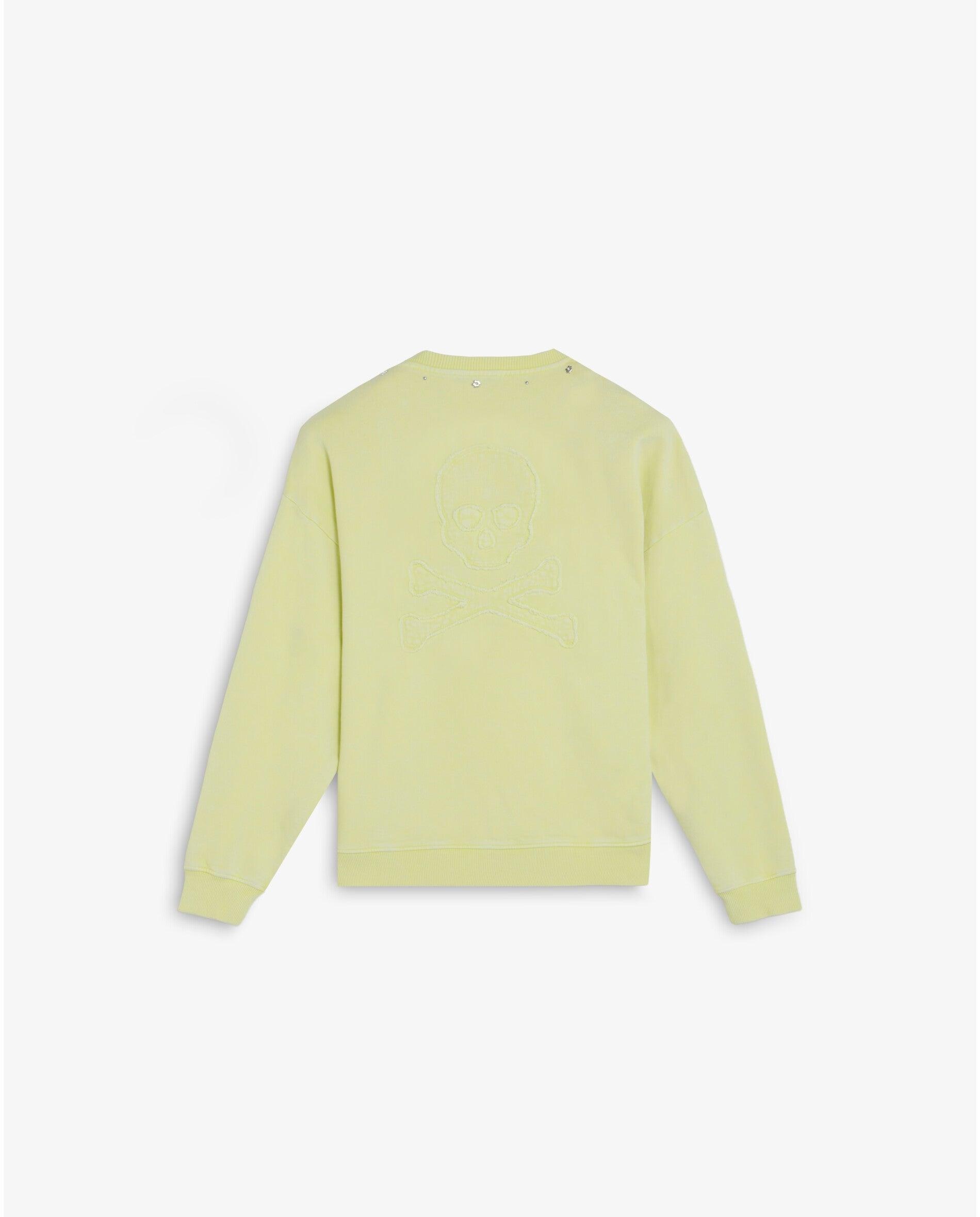 Sweatshirt com Caveira Posterior e Tachas Amarelo-limão-7