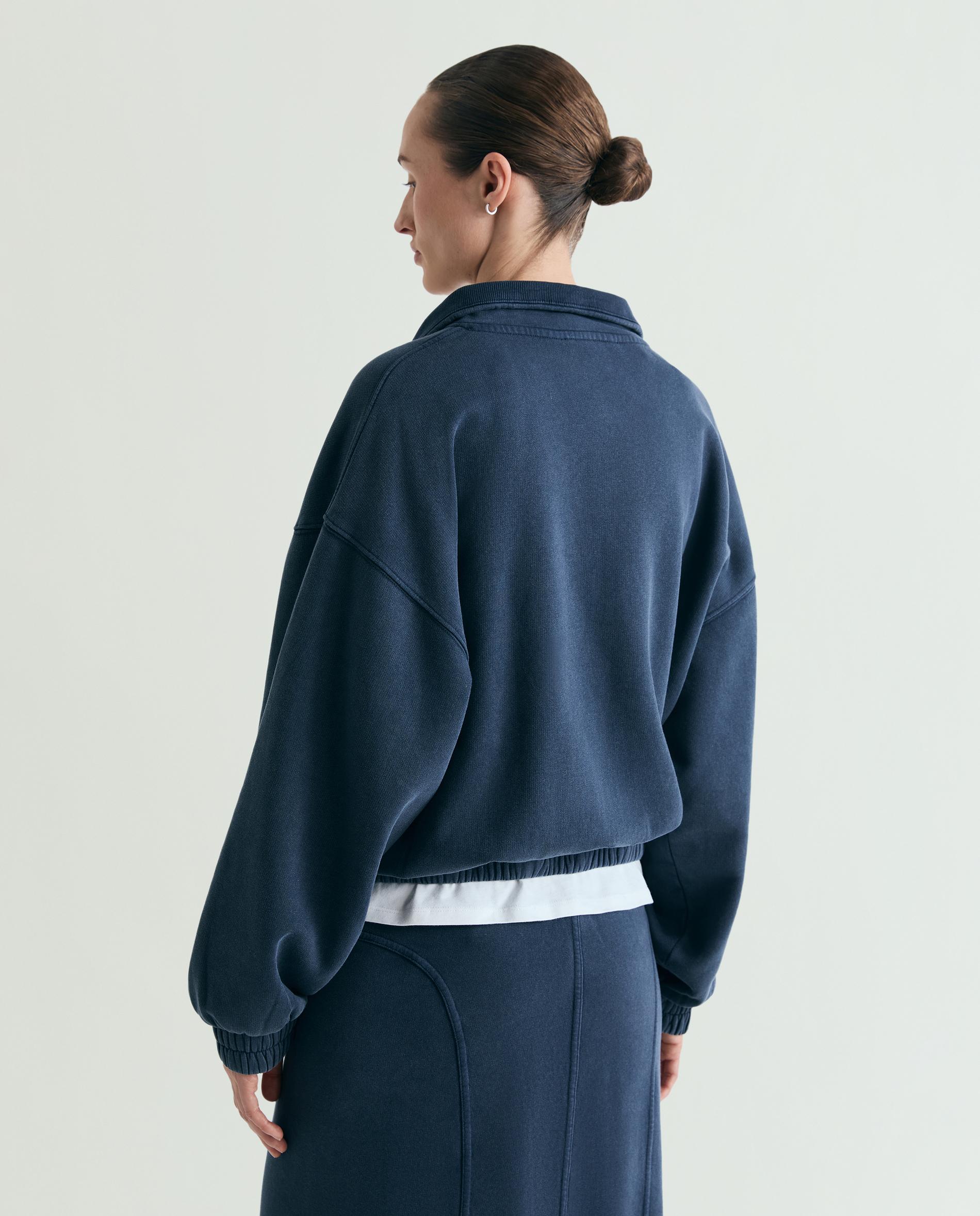 Sweatshirt com Gola Alta e Meia Fecho Zip Navy-3