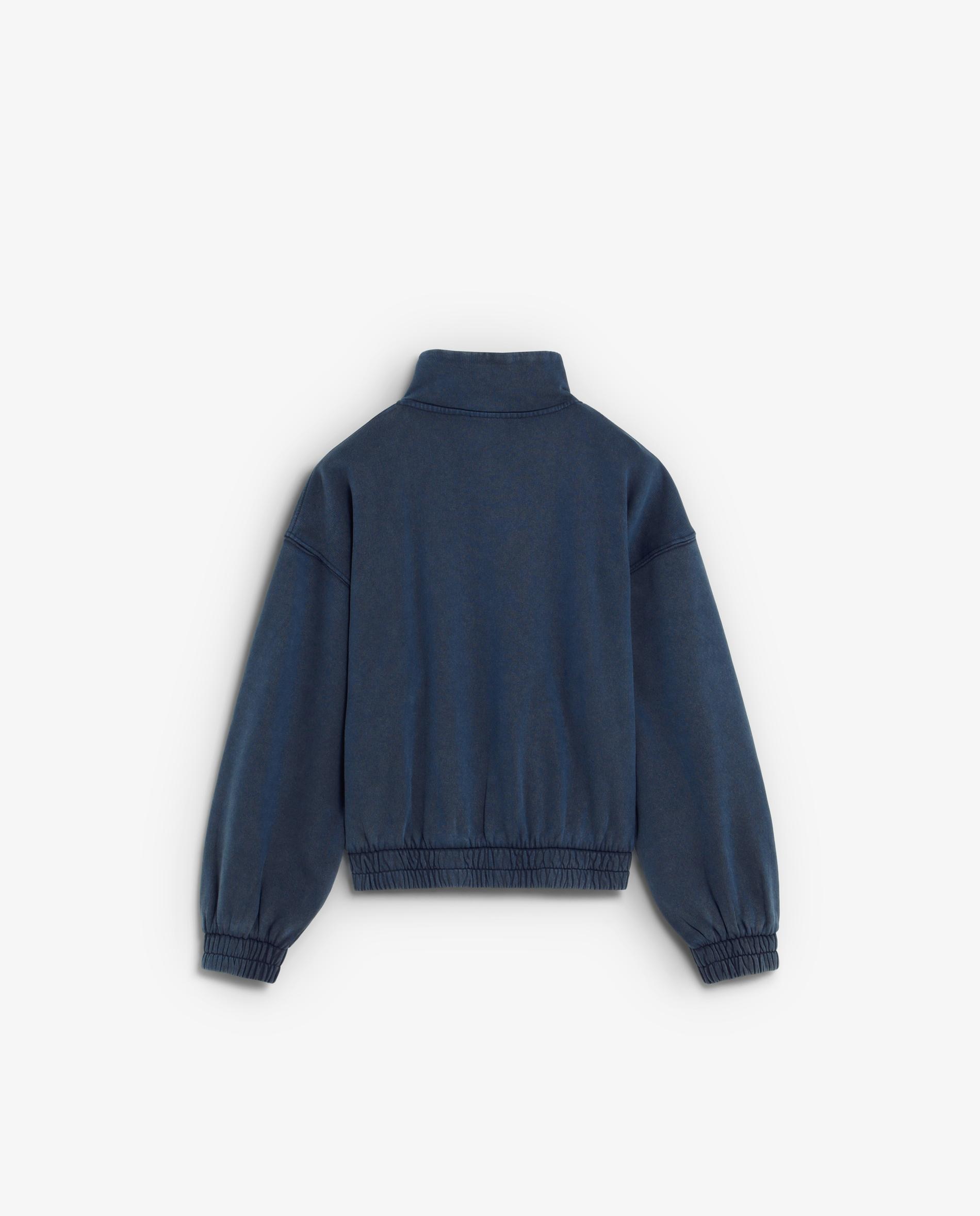 Sweatshirt com Gola Alta e Meia Fecho Zip Navy-5