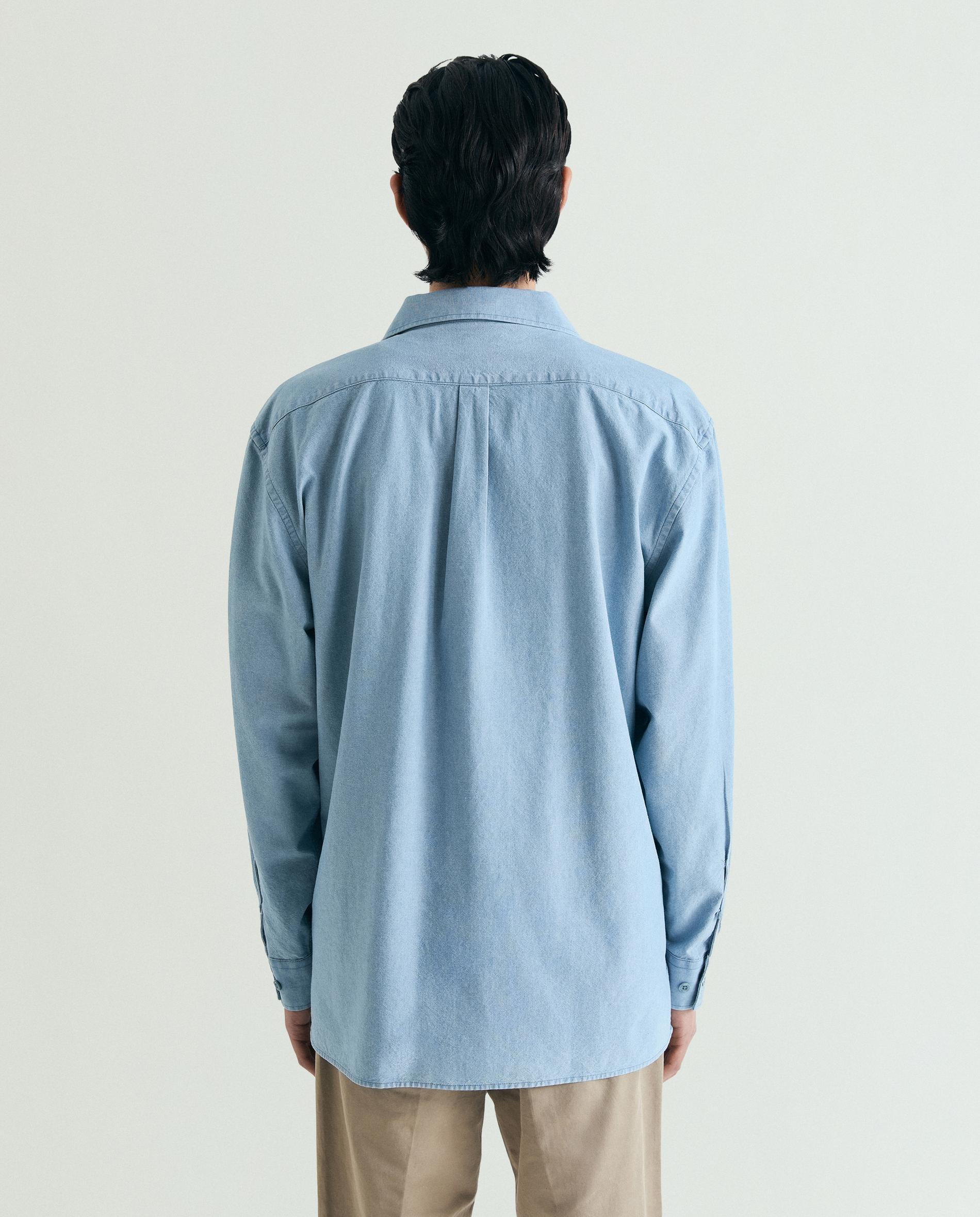 Camisa Jeans Regular Fit com Gola Pijama Céu-3