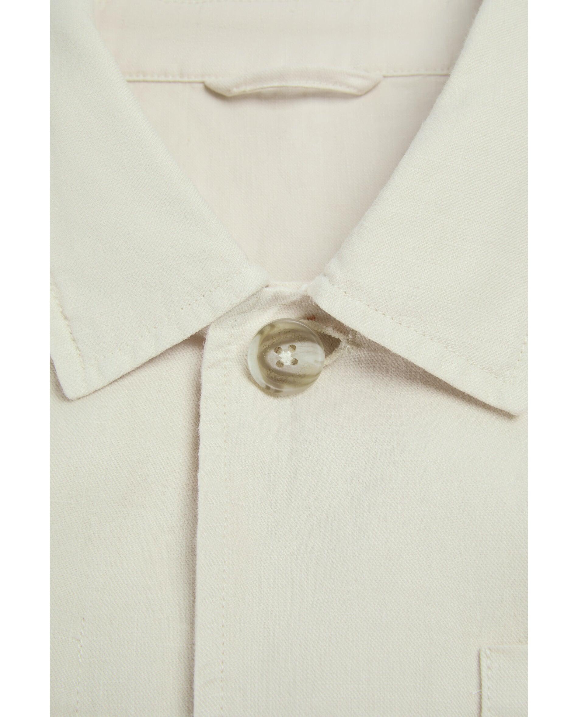 Sobrecamisa de Linho com Bolsos Patch Bege-3