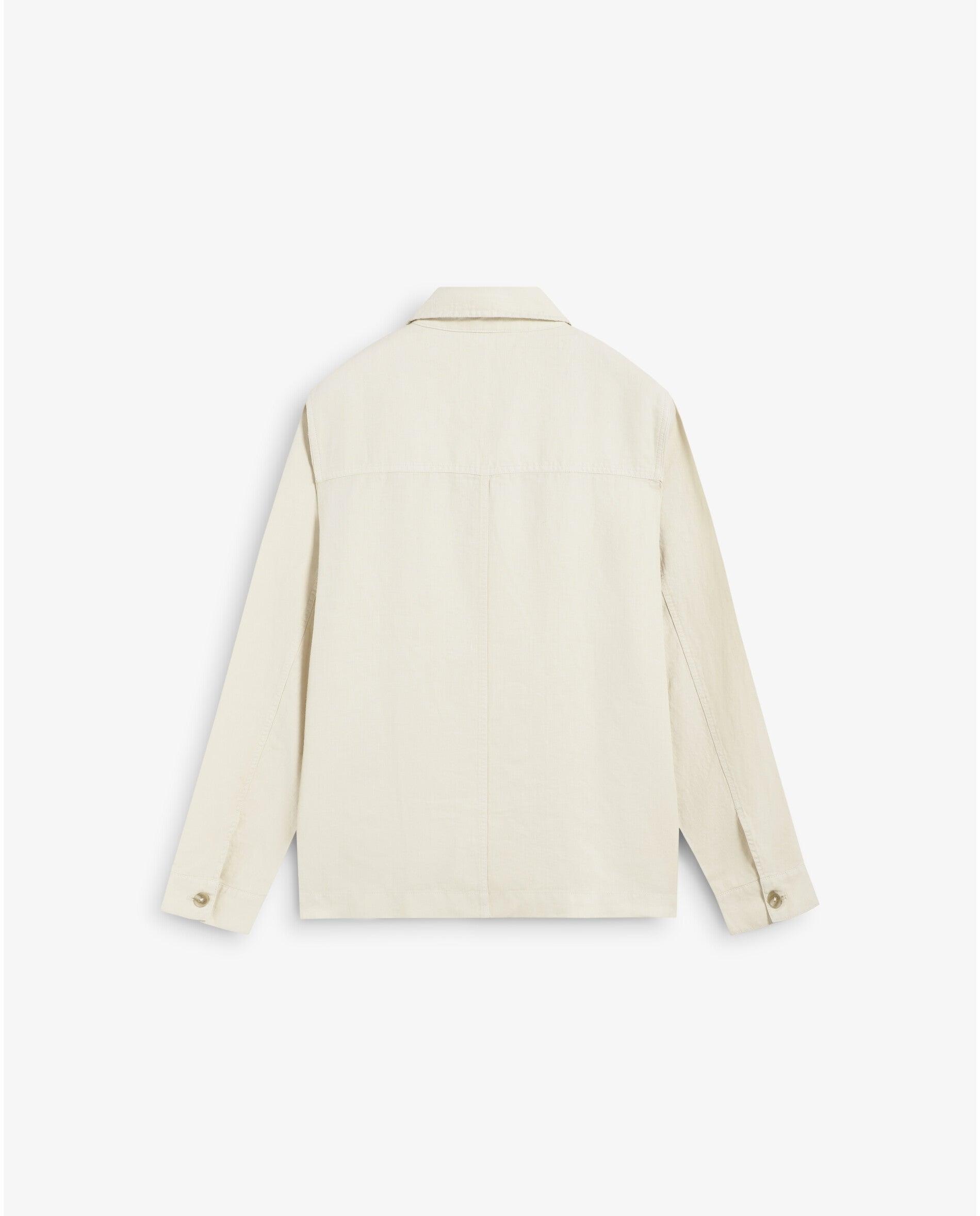Sobrecamisa de Linho com Bolsos Patch Bege-6