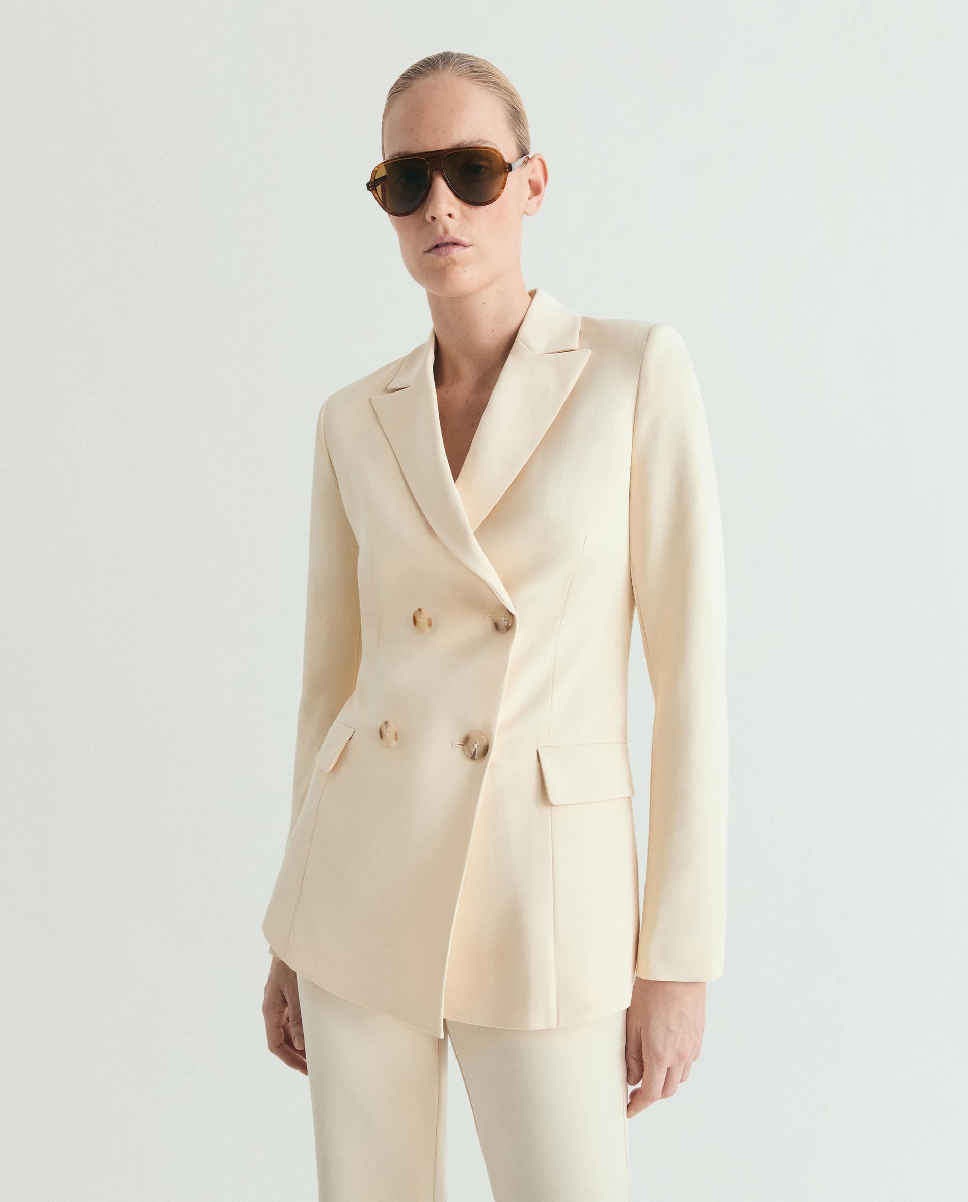 Blazer Cruzado com Botões Duplos Amarelo-4