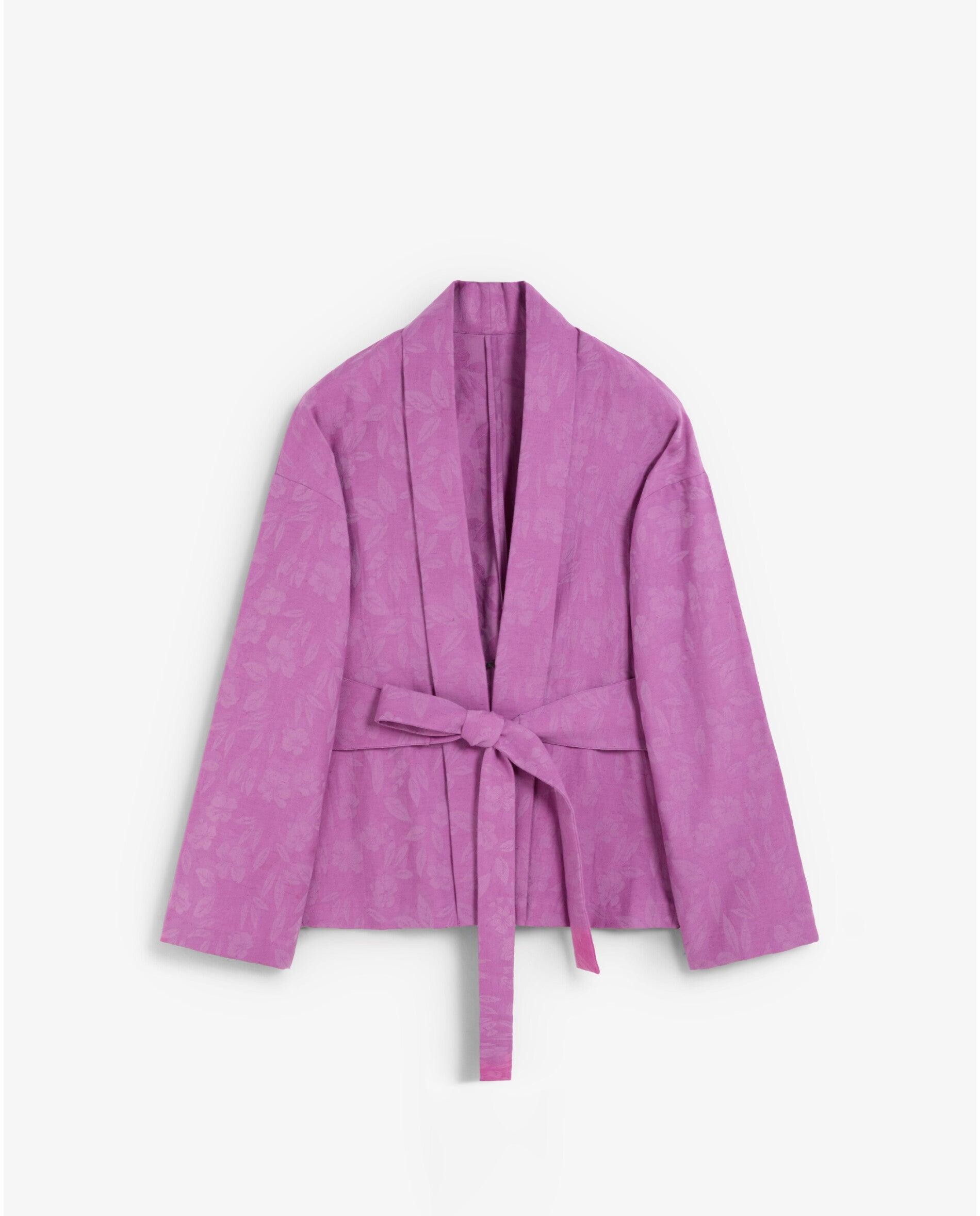 Blazer em Tecido Jacquard com Cinto Ajustável Púrpura-4