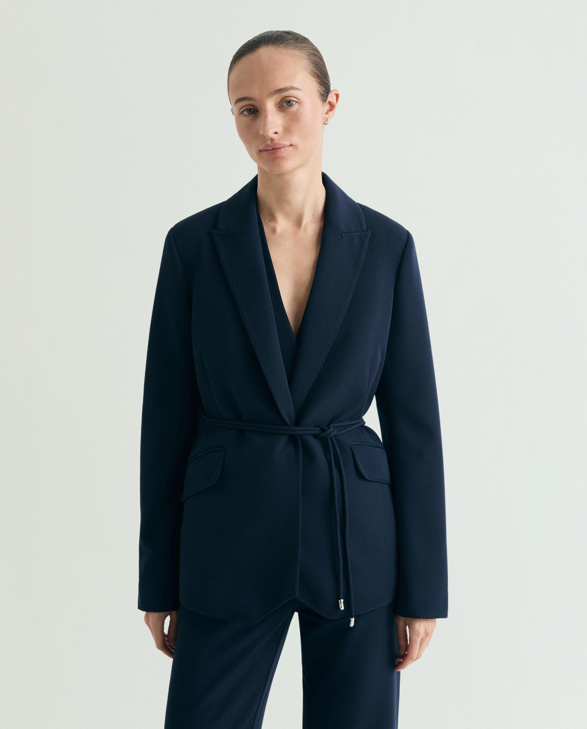 Imagem 0 de Blazer Cruzado com Cinto Ajustável em Tom