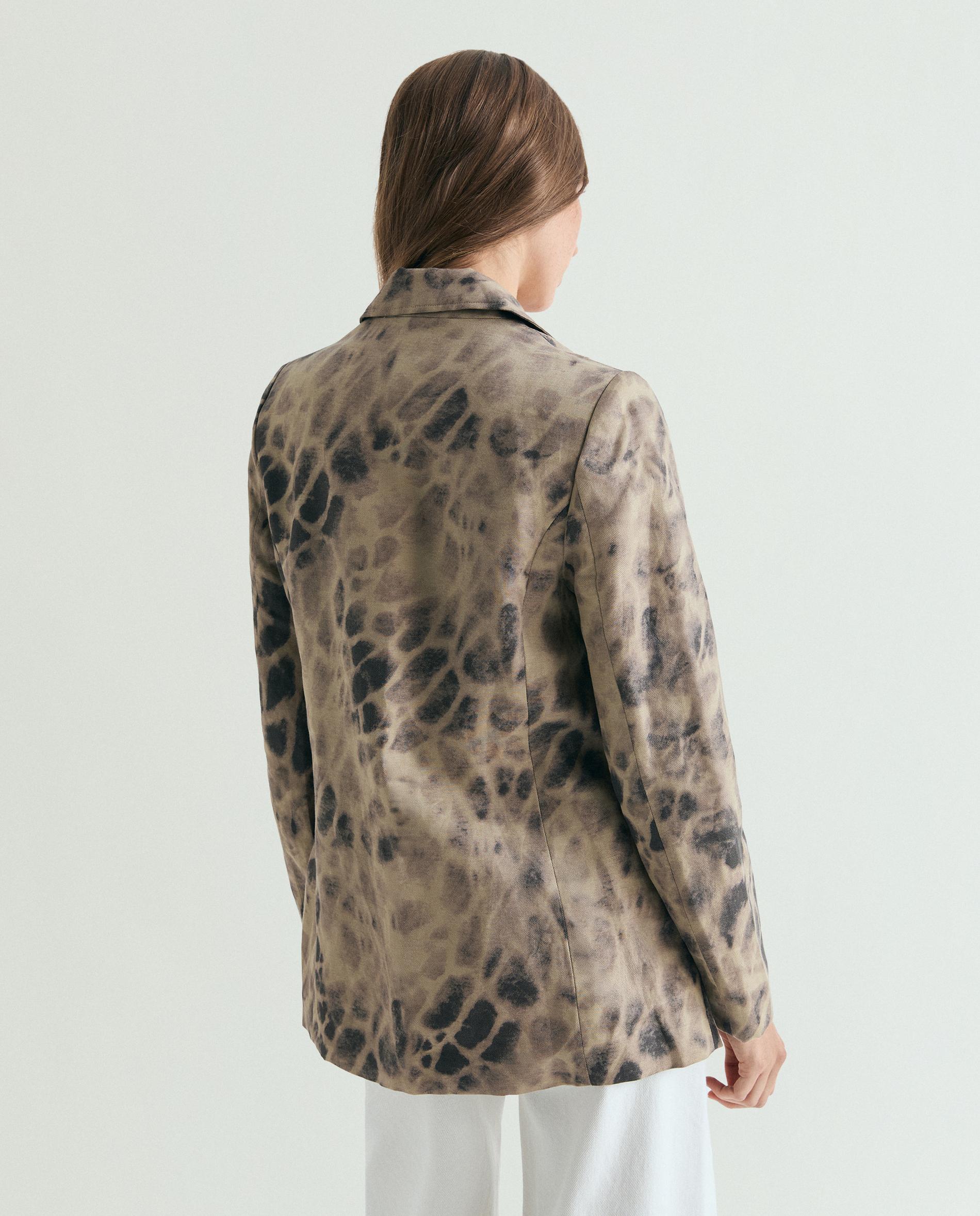 Blazer Animal Print com Fecho de Botão Caqui-3
