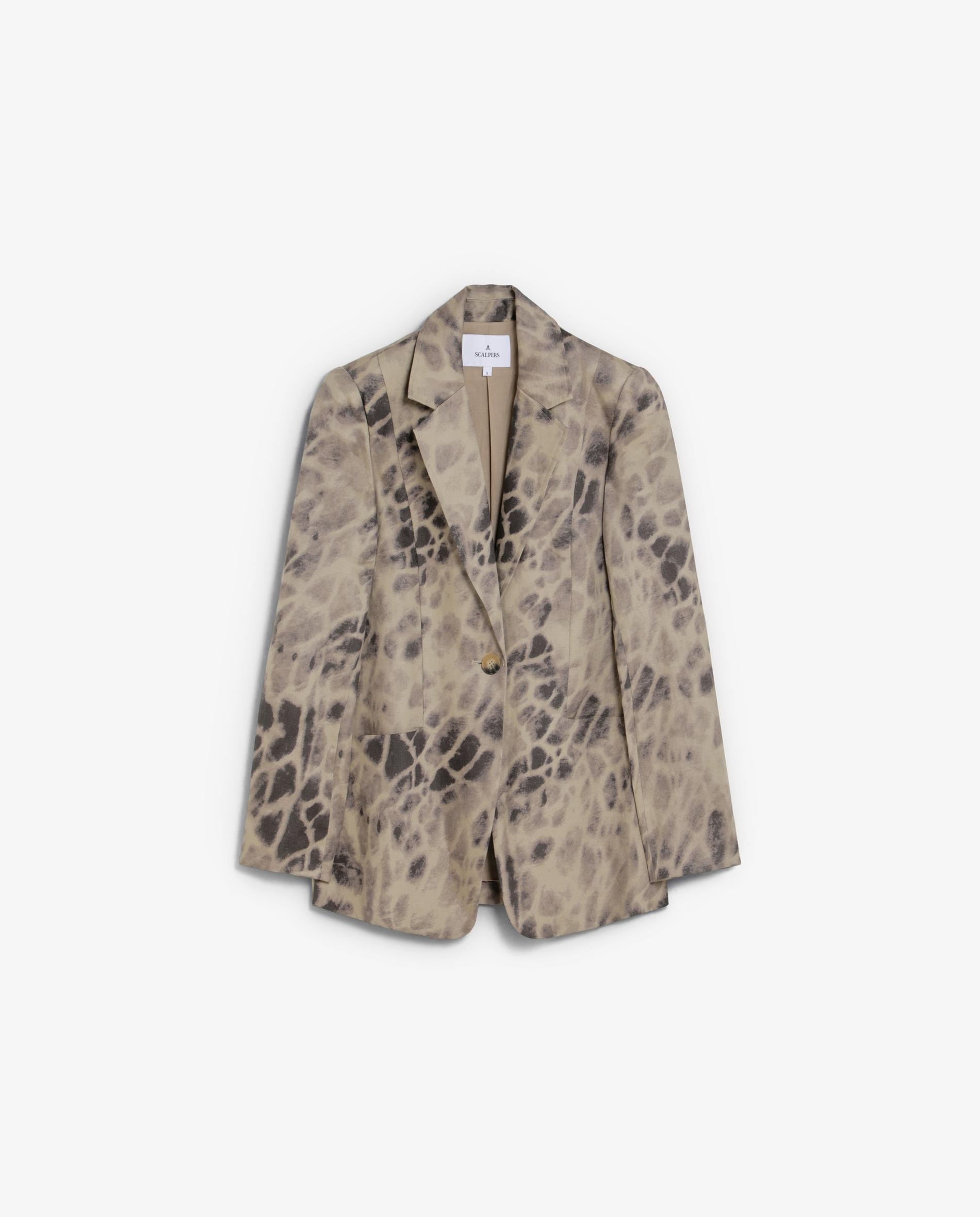 Blazer Animal Print com Fecho de Botão Caqui-5