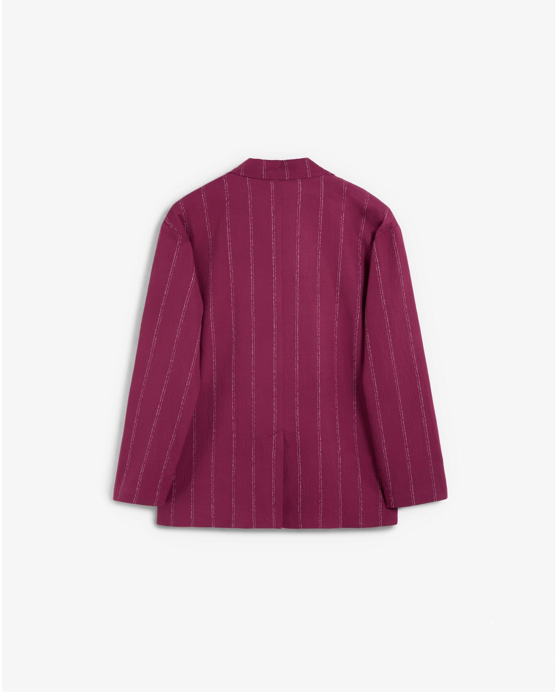 Blazer Relaxed Fit com Estampado Às Riscas Vermelho-cereja-6