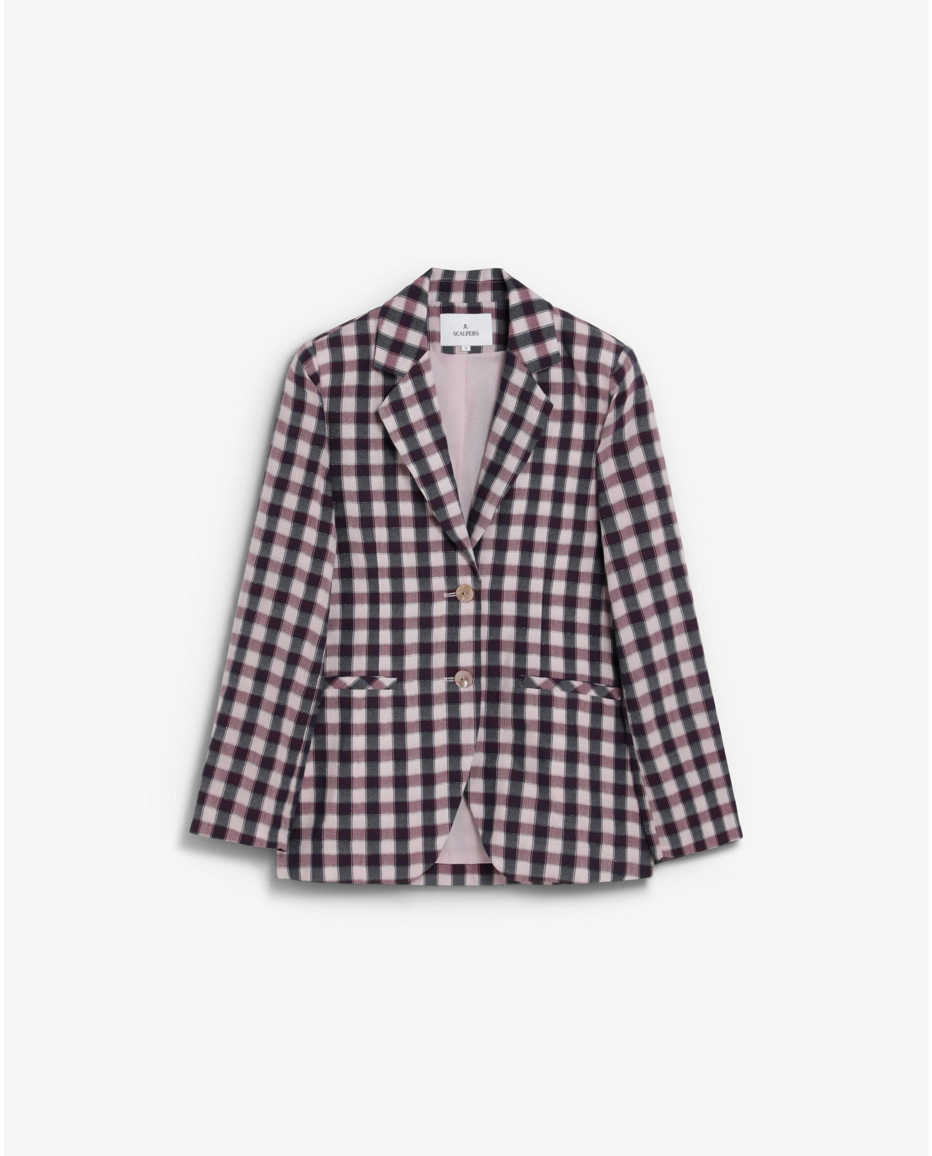 Blazer Slim Fit Aos Quadrados Vichy Multicolor-5
