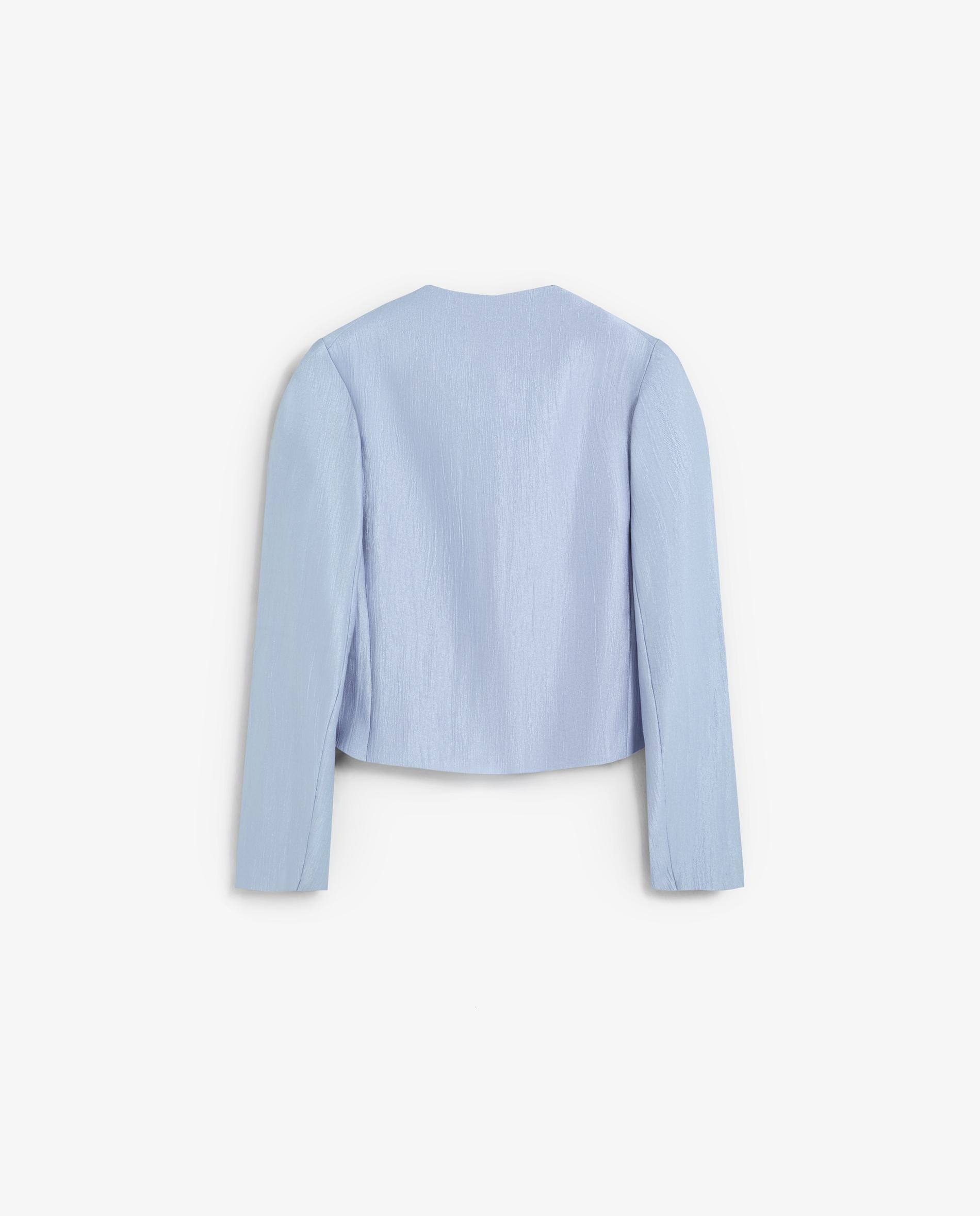 Blazer Crop com Detalhe de Ondas Azul-claro-5