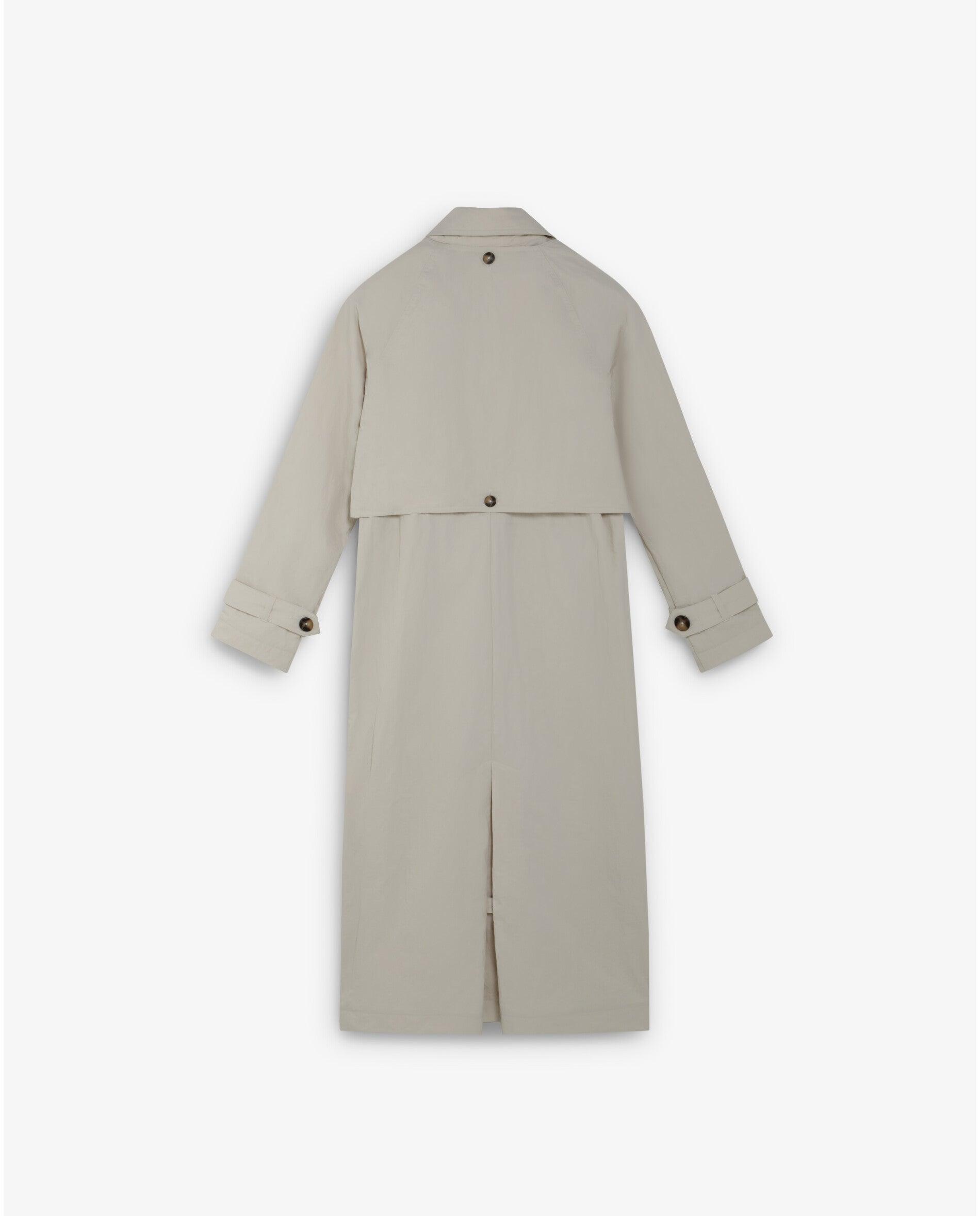 Gabardina Comprida com Fecho de Botões Pedra-10