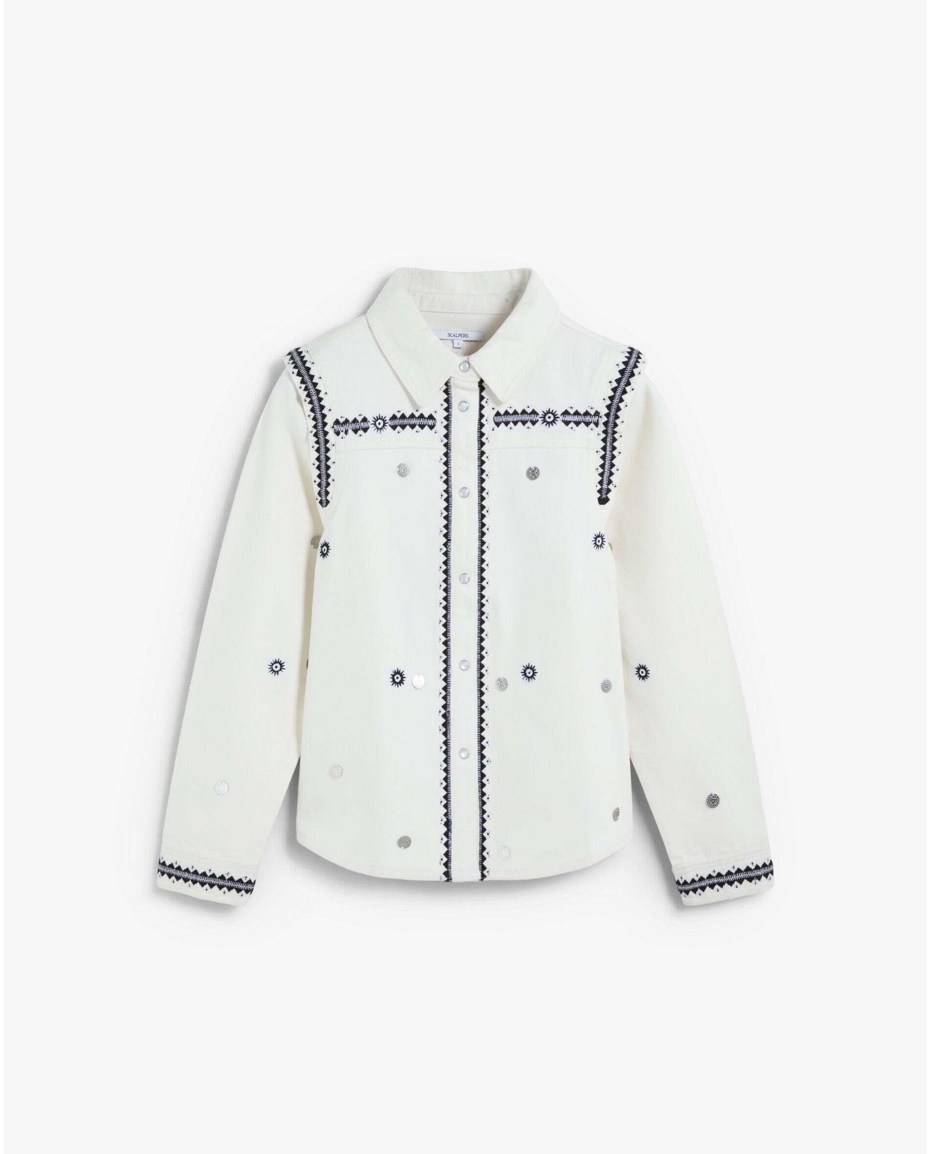 Camisa Denim com Botões de Snaps Cru-6