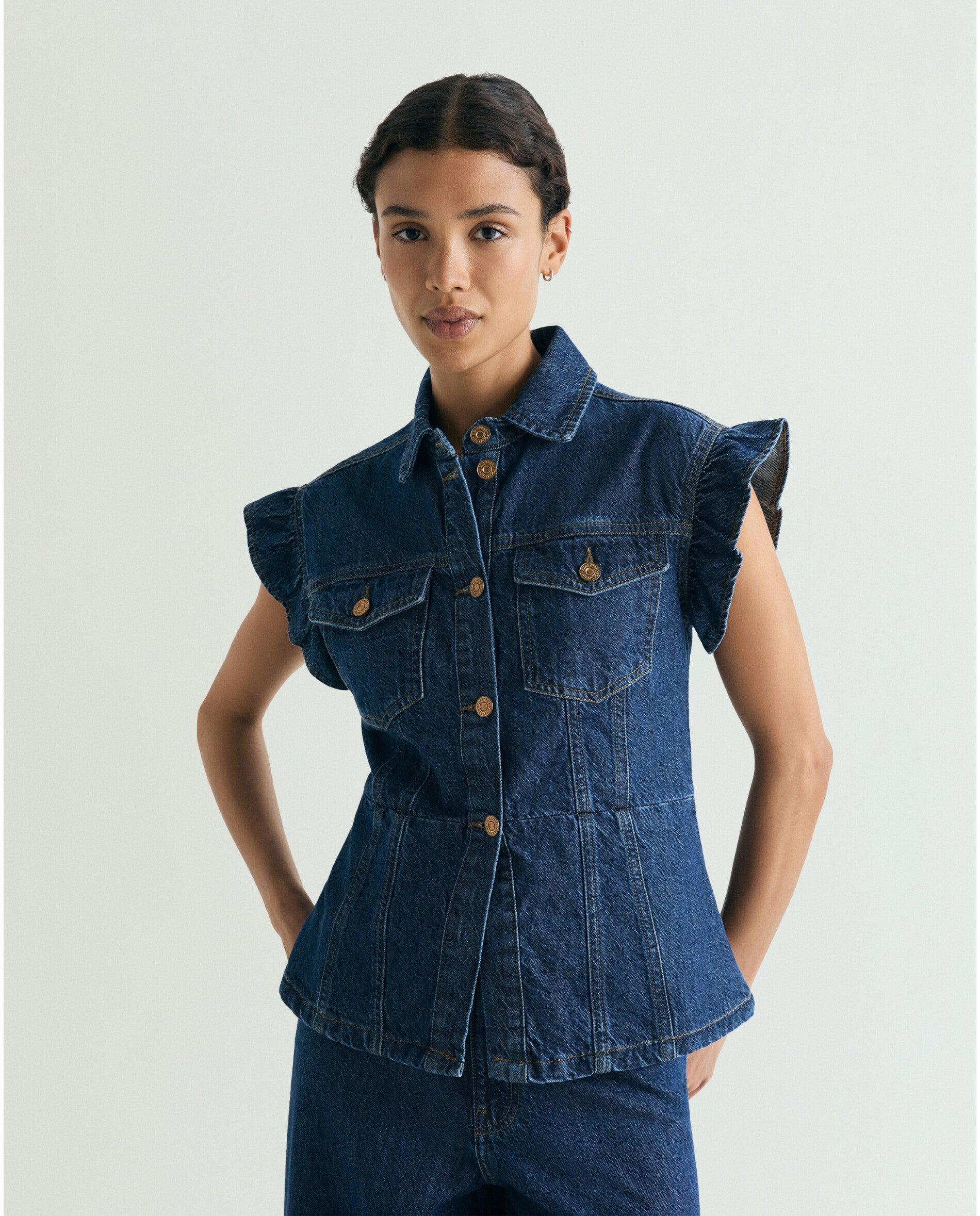 Imagem 0 de Camisa Denim com Bolsos Patch